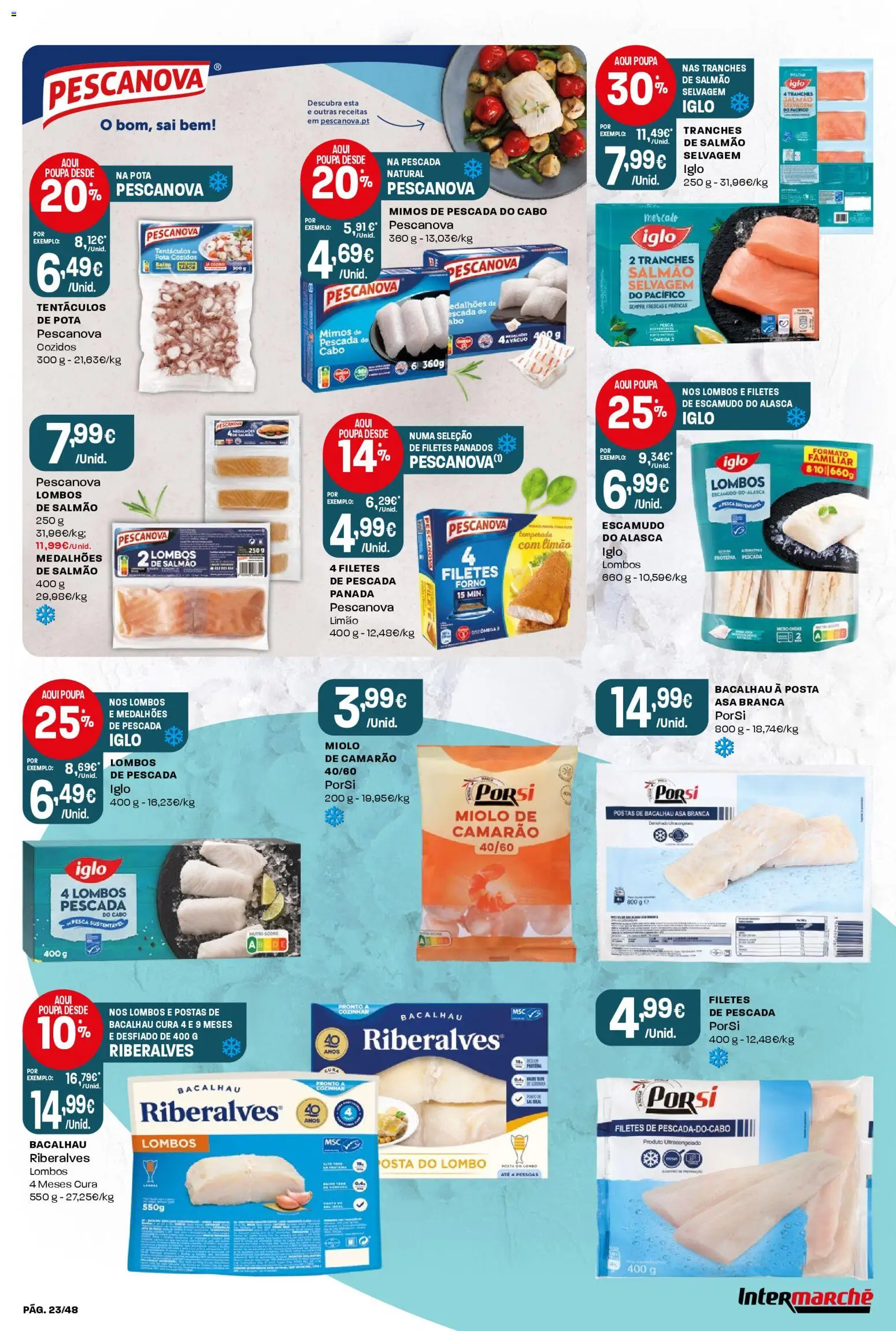 Intermarché folheto │ válido de 19.03.2026 | Página: 23 | Produtos: Cabo, Camarão, Salmão, Lombo