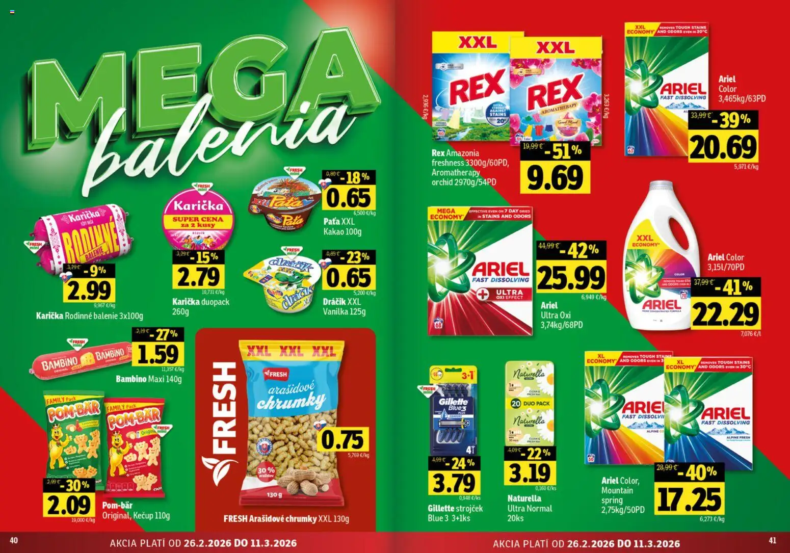 Nové Fresh akcie – leták je platný od 26.02.2026 | Strana: 21 | Produkty: Strojček, Kečup, Ariel