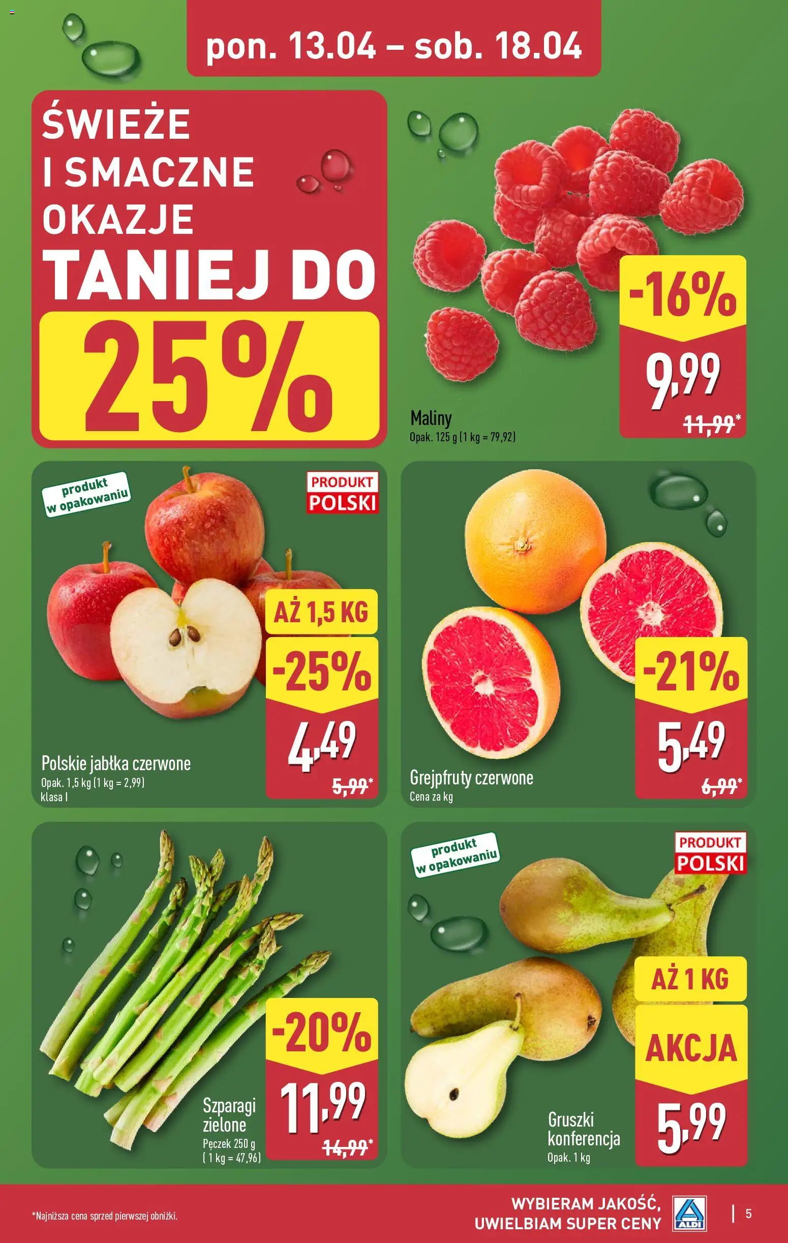 Aldi Polsko leták od 13.04.2026 | Strana: 5 | Produkty: Jablka, Maliny