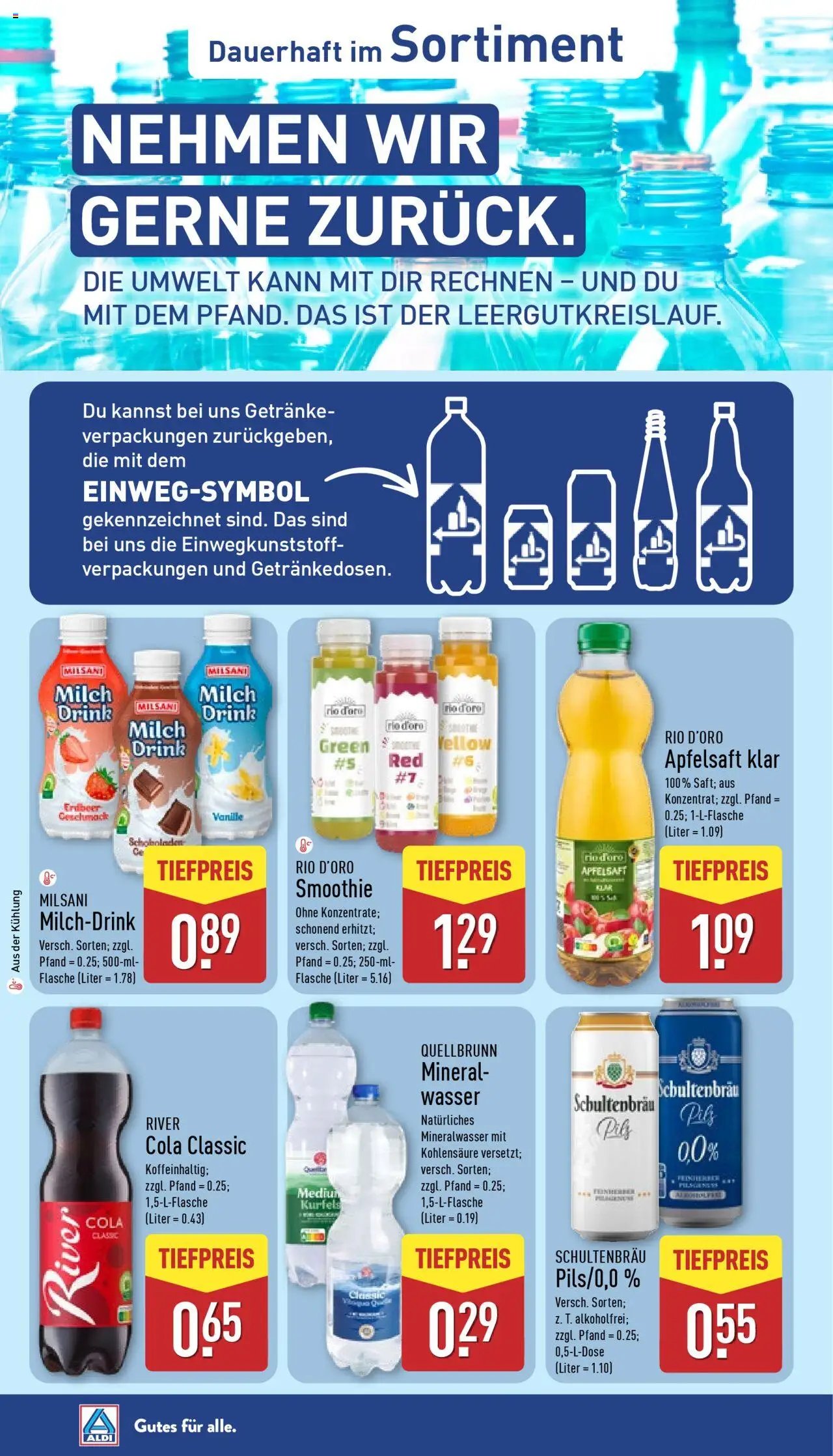 Aldi Prospekt 	 – gültig ab 15.09.2025 | Seite: 34 | Produkte: Cola, Milch, Mineralwasser, Wasser