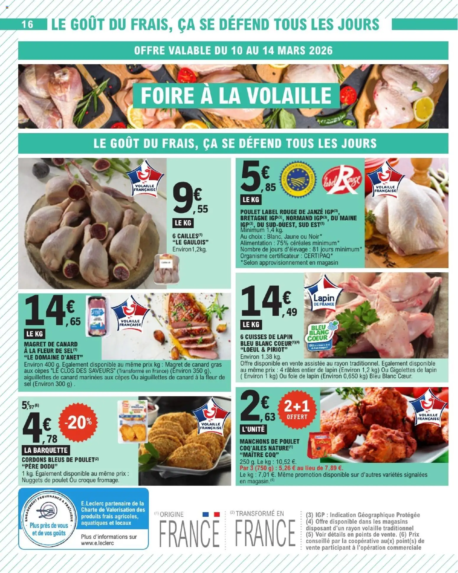 {H1} | Page: 16 | Produits: Sel, Cailles, Cordon bleu, Céréales