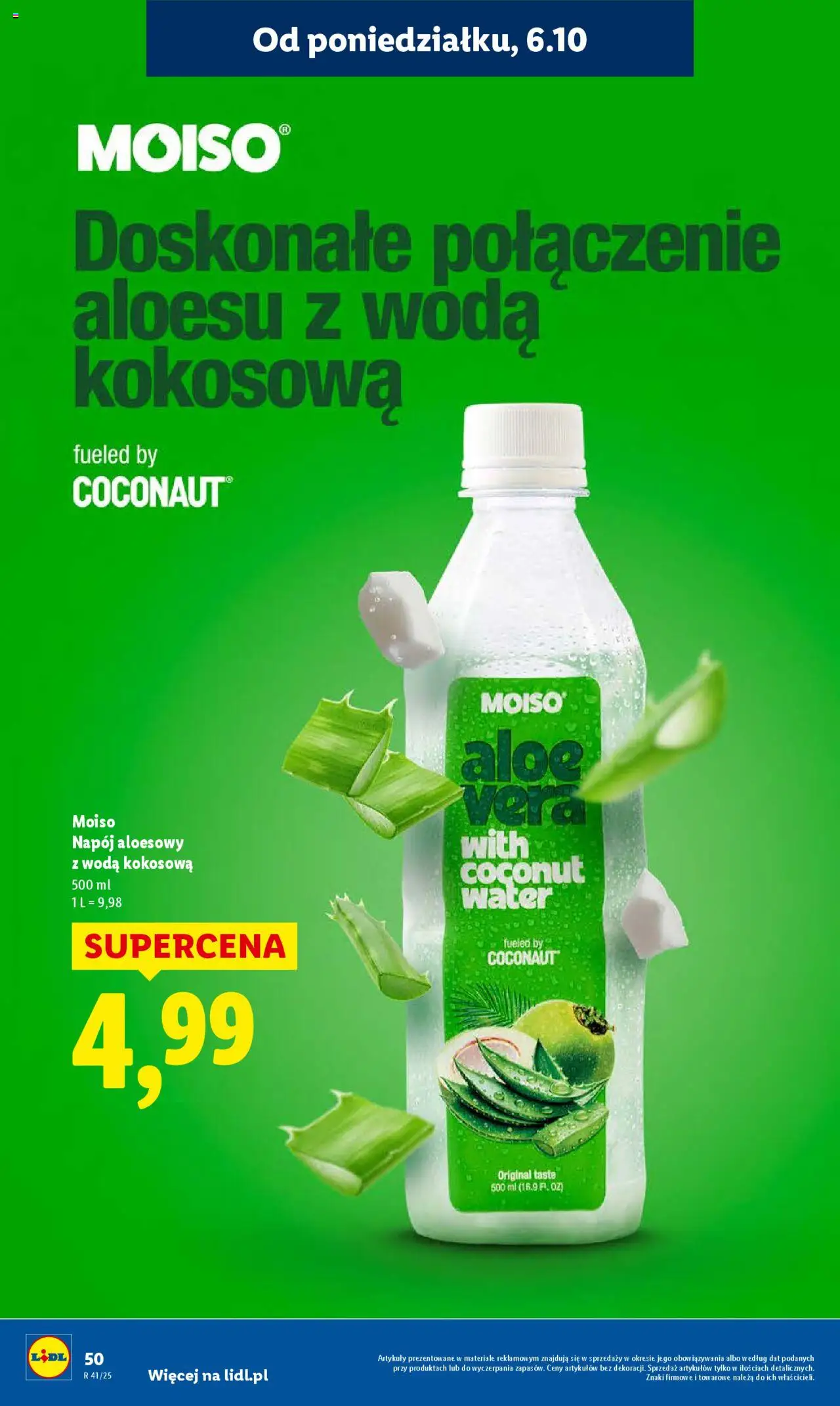 Lidl Gazetka od 06.10.2025 | Strona: 52 | Produkty: Woda kokosowa, Napój aloesowy, Woda