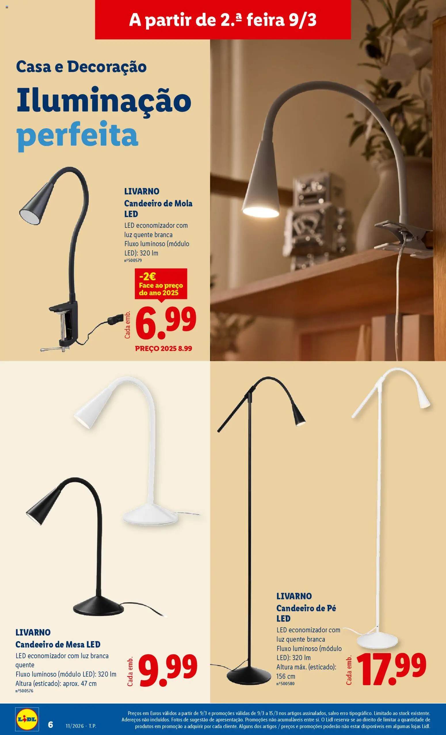 Lidl Novidades │ válido de 09.03.2026 | Página: 6 | Produtos: Candeeiro, Candeeiro de pé, Mesa