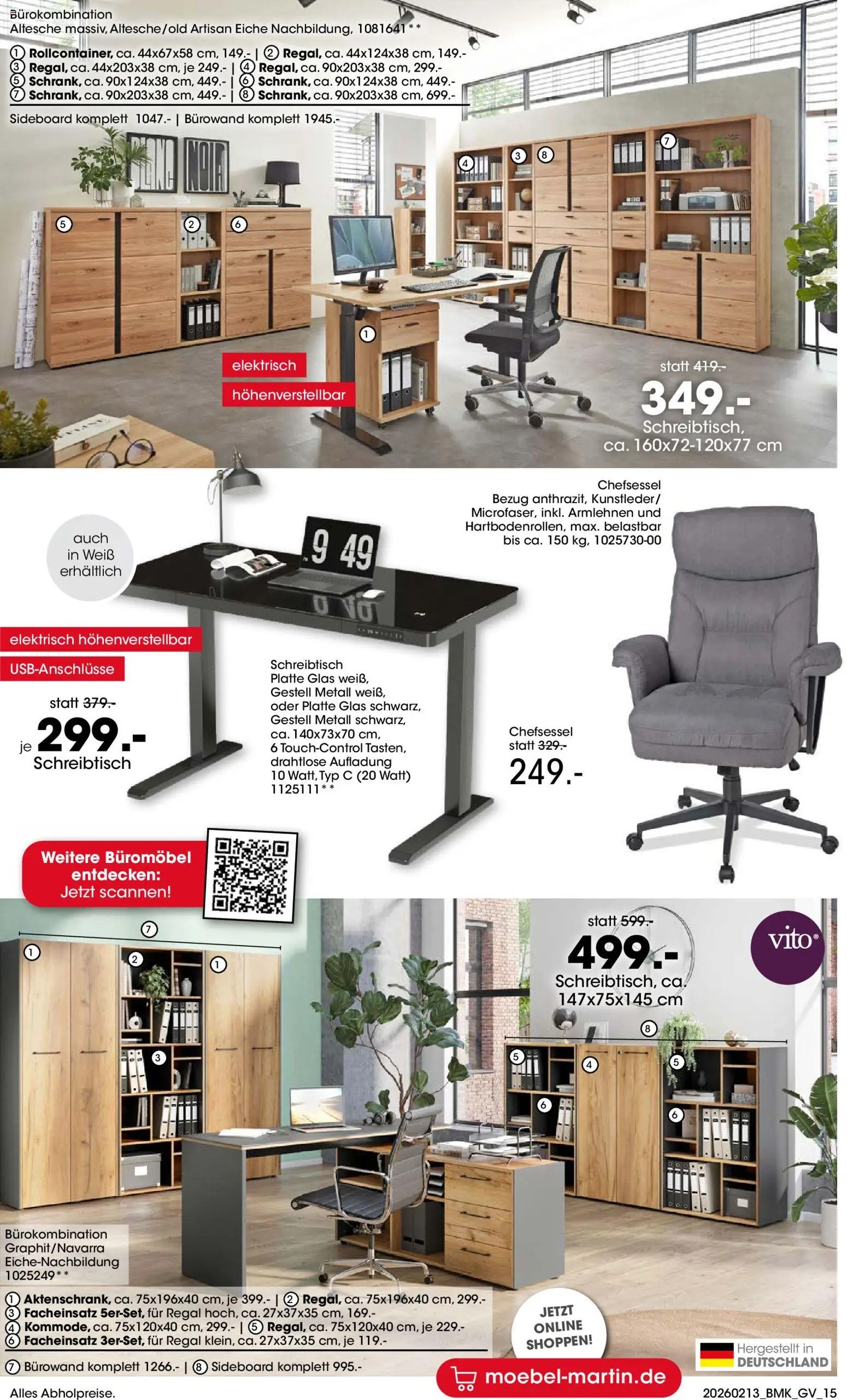 Möbel Martin Küchenmesse – gültig ab 13.02.2026 | Seite: 15 | Produkte: Sideboard, Regal, Chefsessel