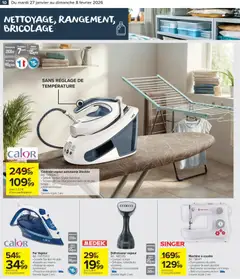 Carrefour Market - Prévisualisation de Carrefour Market Nettoyage, rangement, bricolage  valide à partir de 27.01.2026 | Page: 10 | Produits: Machine à coudre, Centrale vapeur, Vêtements, Jus