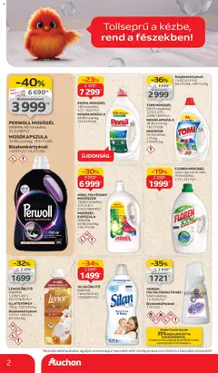 Auchan akciós ujság - amely érvényes a következő dátumtól: 11.09.2025 | Oldal: 2 | Termékek: Ariel, Perwoll, Mosógél, Mosószer