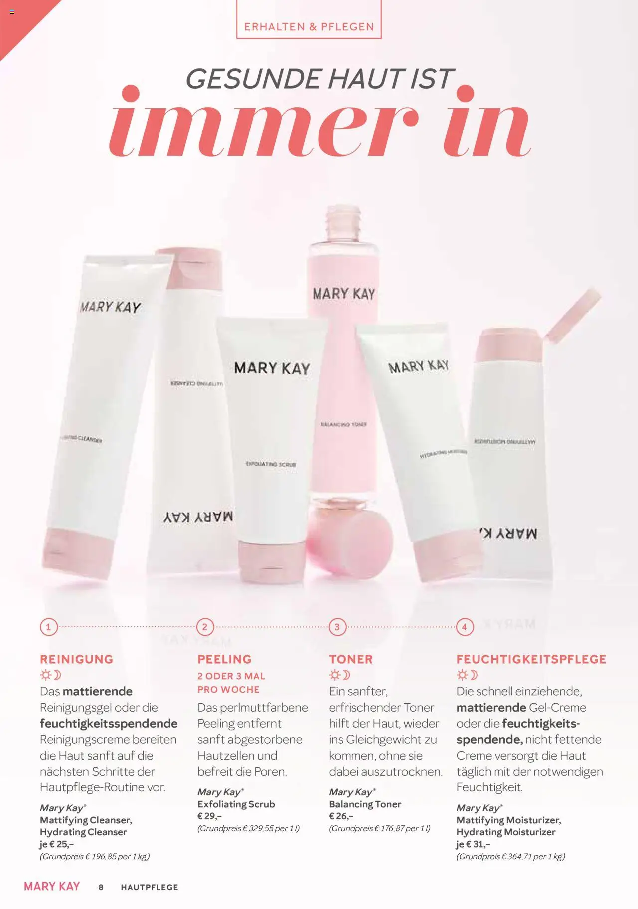 Mary Kay Katalog - gültig ab dem 16.07.2025 | Seite: 8 | Produkte: Toner, Creme, Peeling