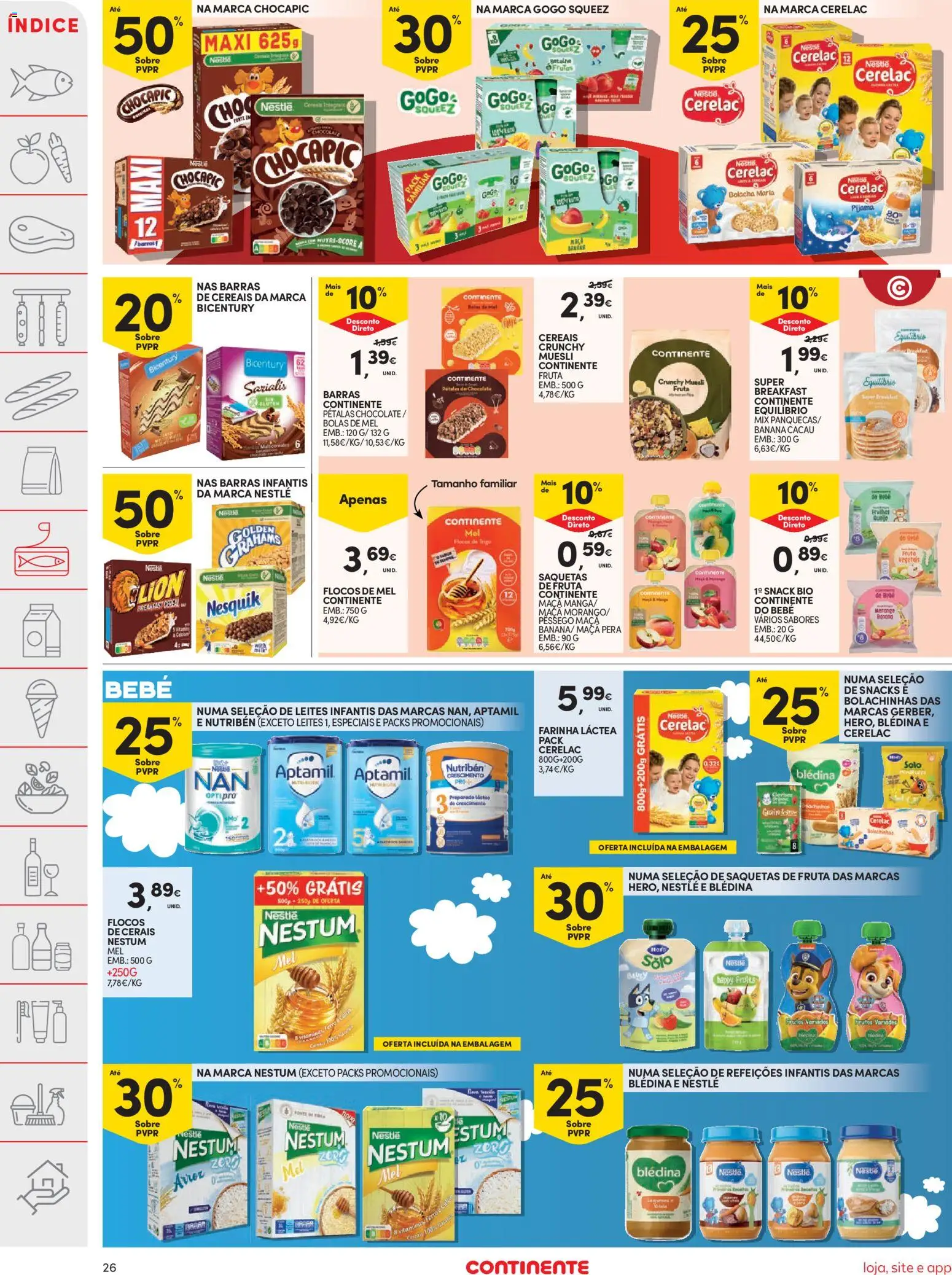 Continente folheto │ válido de 20.01.2026 | Página: 26 | Produtos: Banana, Ferro, Arroz, Nestum arroz zero