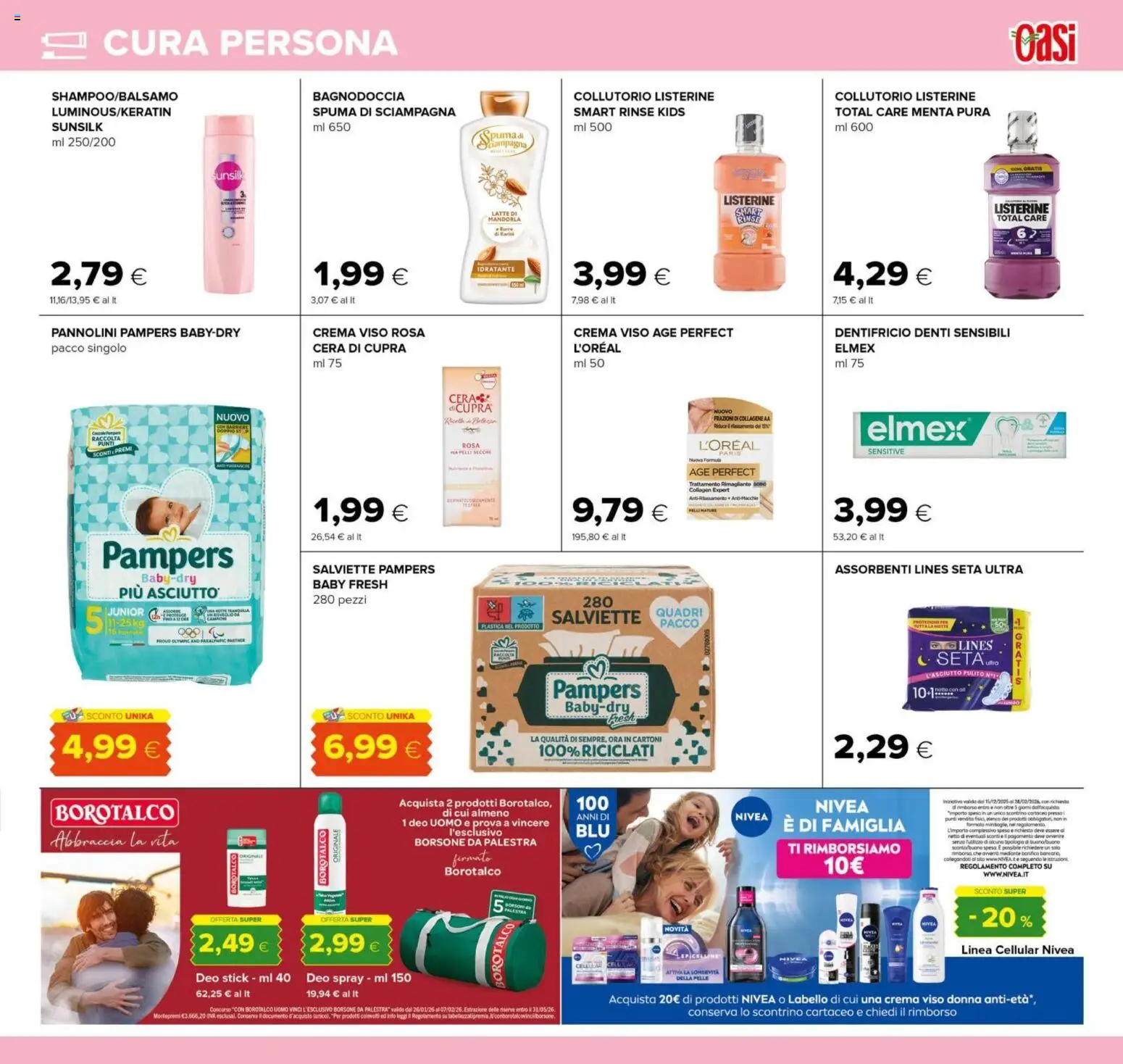 Volantino Oasi del 15.01.2026 | Pagina: 19 | Prodotti: Pannolini, Dentifricio, Lima, Menta