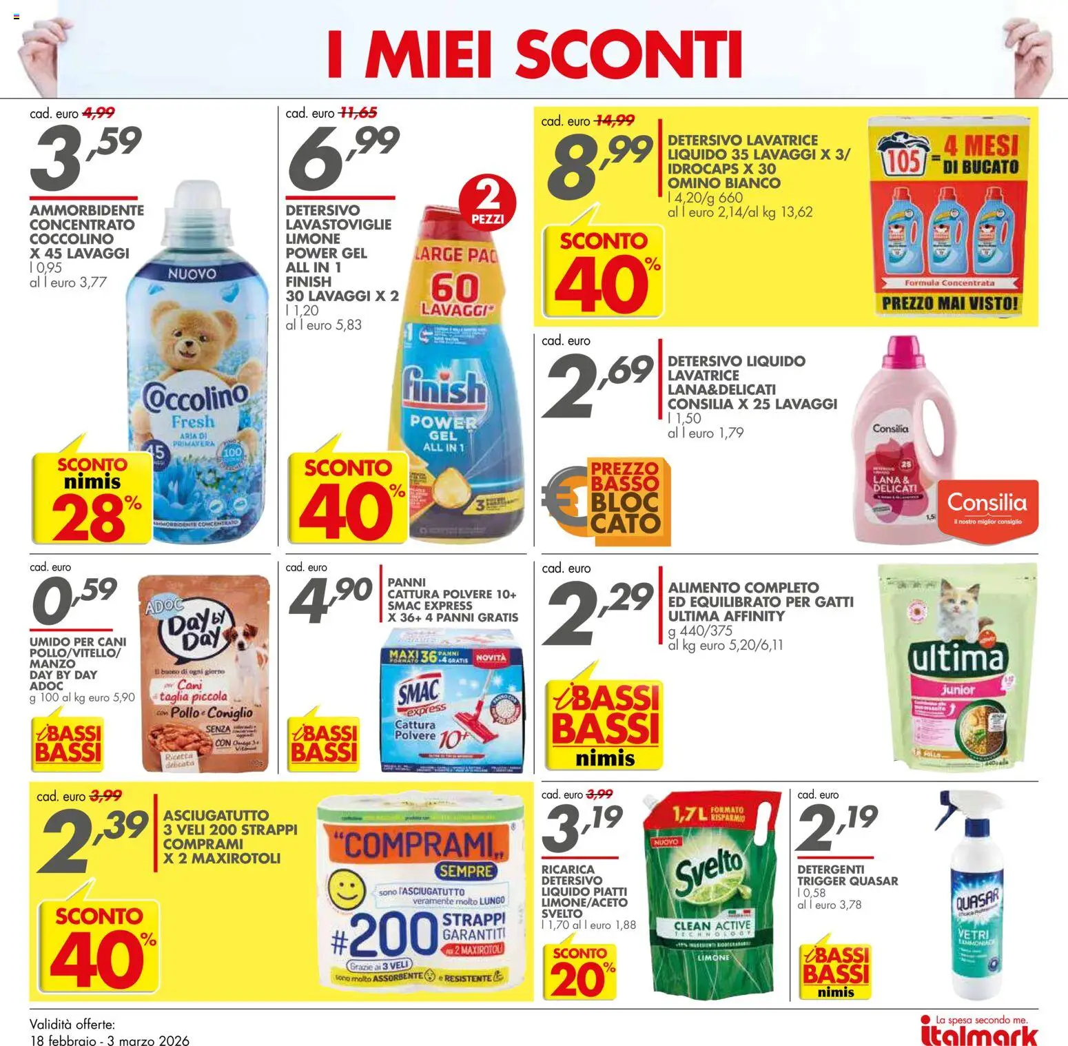 Volantino Italmark del 18.02.2026 | Pagina: 18 | Prodotti: Ammorbidente, Manzo, Limone, Lavastoviglie