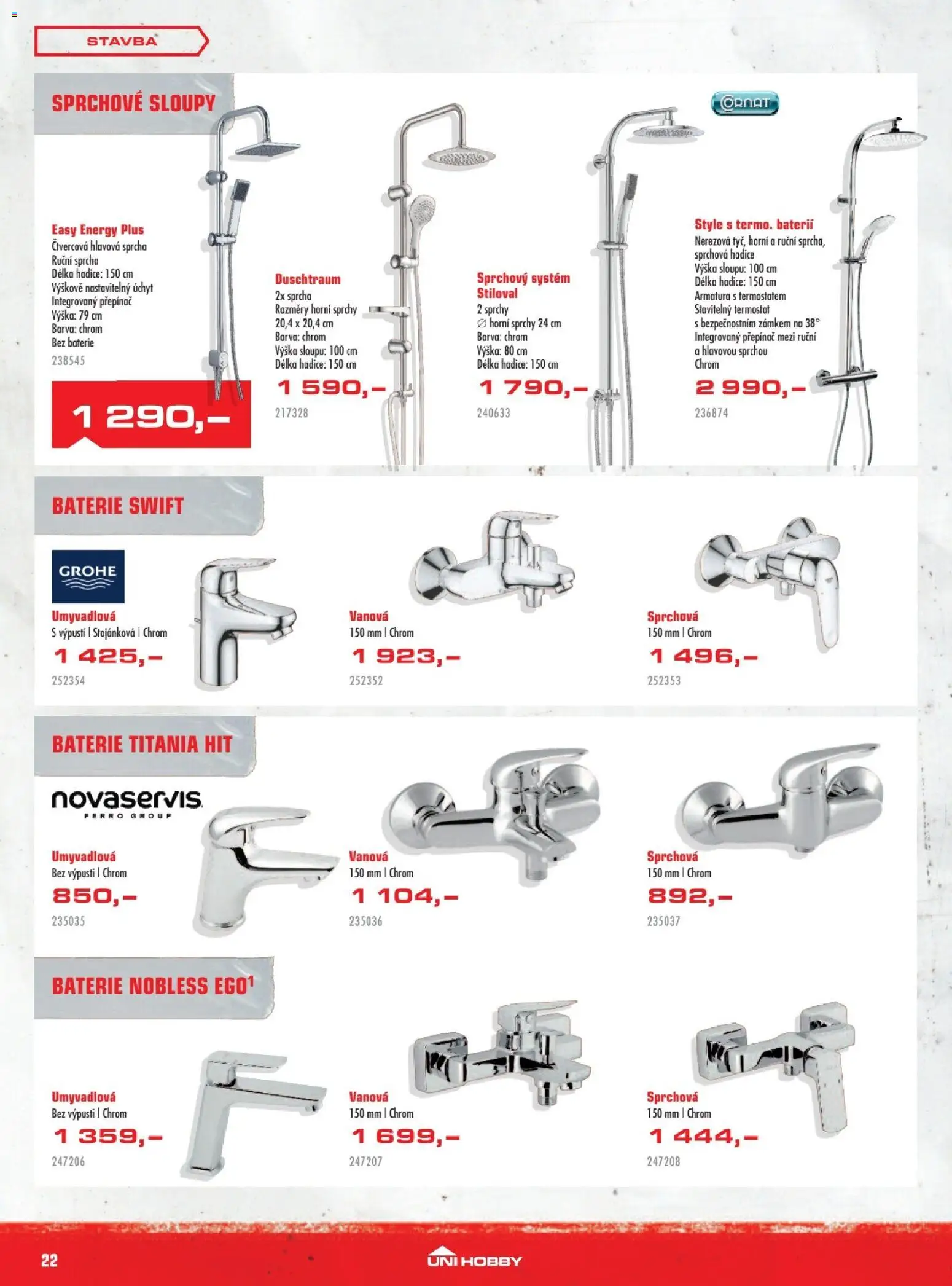Uni Hobby leták od 27.11.2025 | Strana: 22 | Produkty: Sprchová hadice, Sprcha, Hadice, Baterie