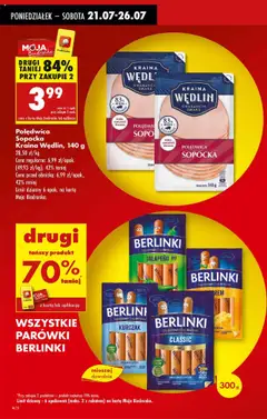 Biedronka gazetka od 21.07.2025 | Strona: 4 | Produkty: Karta, Parówki berlinki, Kurczak, Parówki