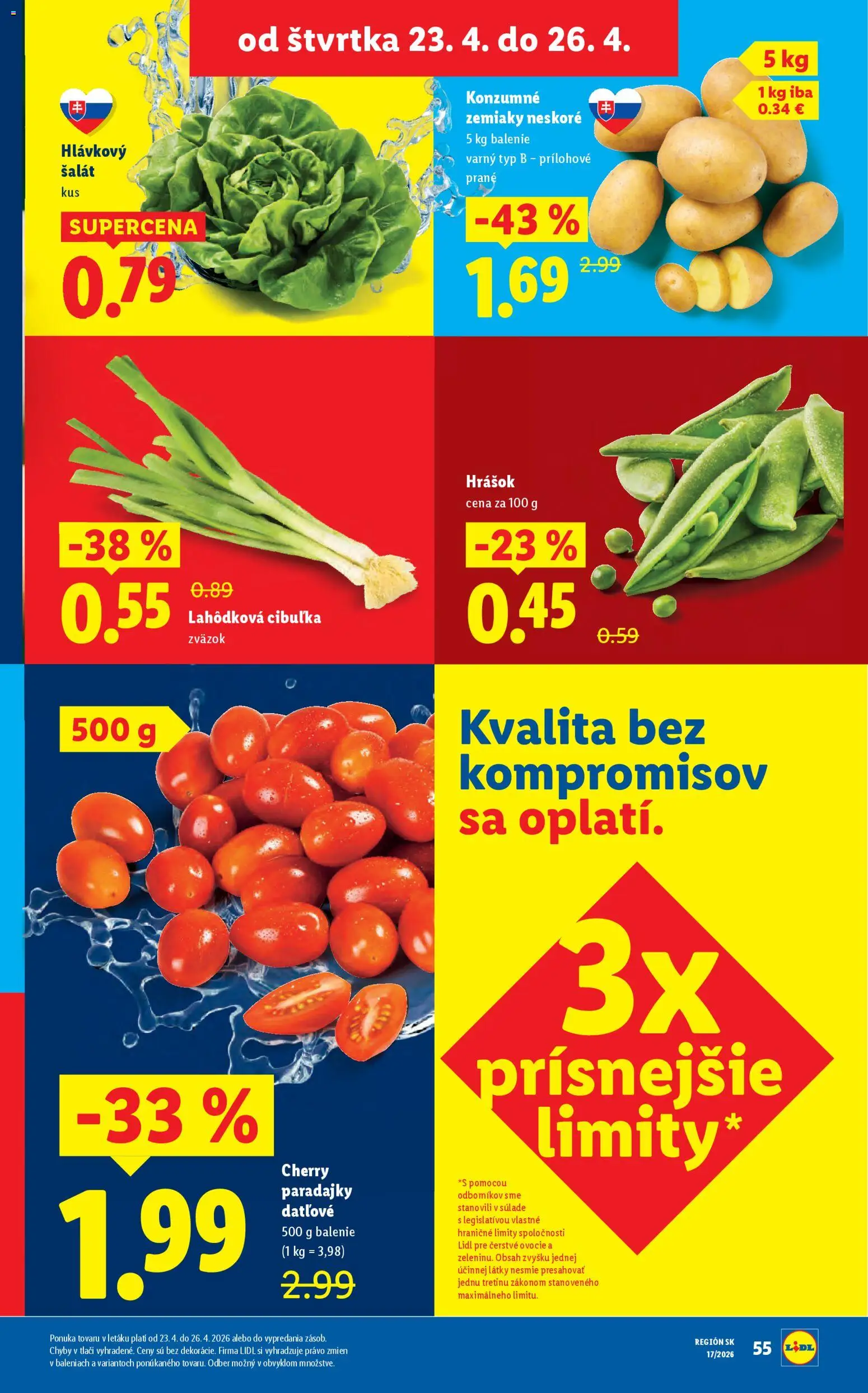 Nové Lidl akcie – leták je platný od 20.04.2026 | Strana: 61 | Produkty: Paradajky, Hrášok, Šalát, Cherry paradajky