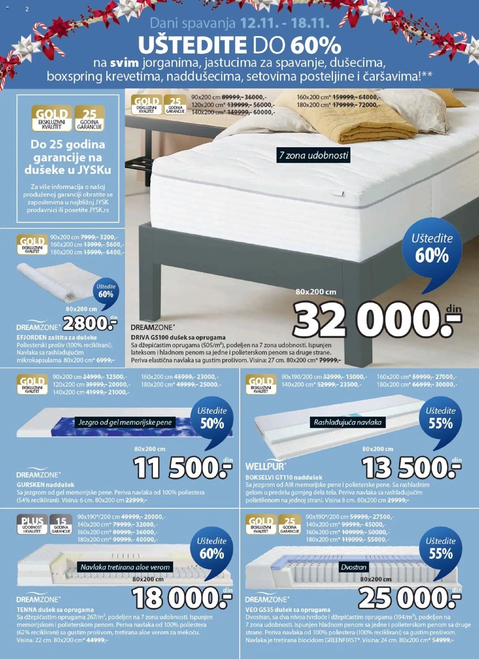 Jysk katalog - važi od 12.11.2025 | Strana: 2 | Proizvode: Dušek, Posteljine