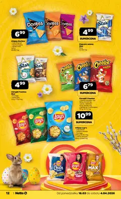 Pogląd oferty "Netto gazetka - Wielkanoc" - ważna od 16.03.2026 | Strona: 12 | Produkty: Doritos, Camembert, Pizza, Popcorn