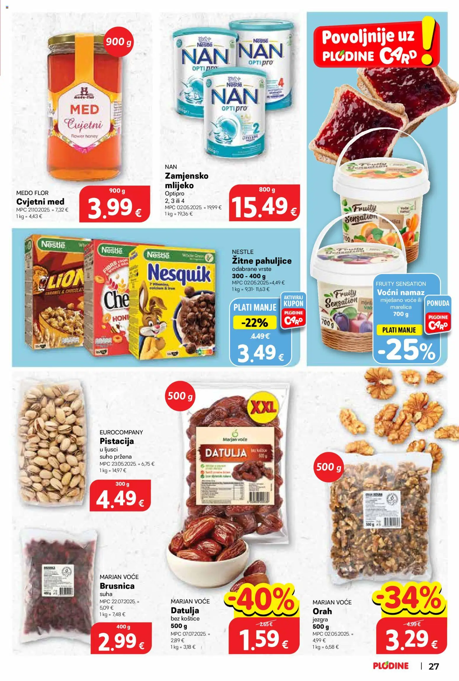 Plodine katalog | vrijedi od 21.01.2026 | Stranica: 27 | Proizvodi: Mlijeko, Nesquik, Datulja, Brusnica