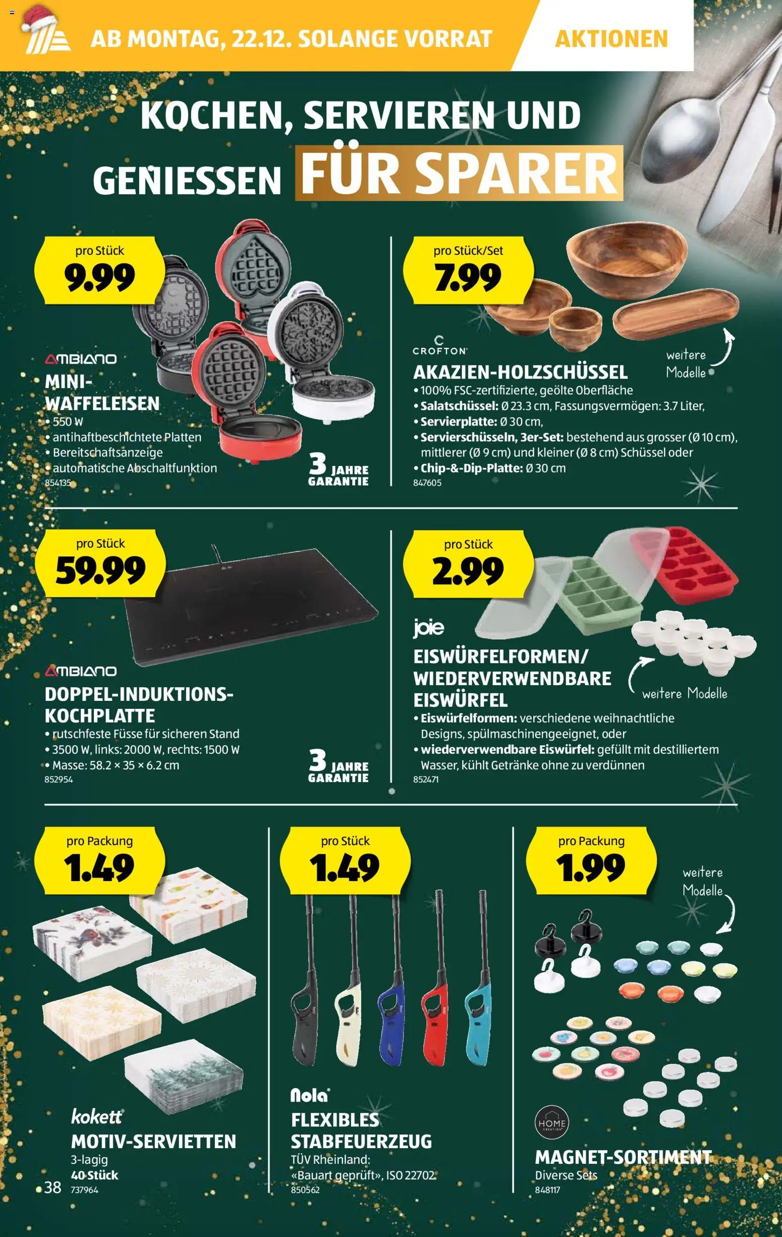 Aldi Aktionen – gültig ab 18.12.2025 | Seite: 38 | Produkte: Kochplatte, Waffeleisen