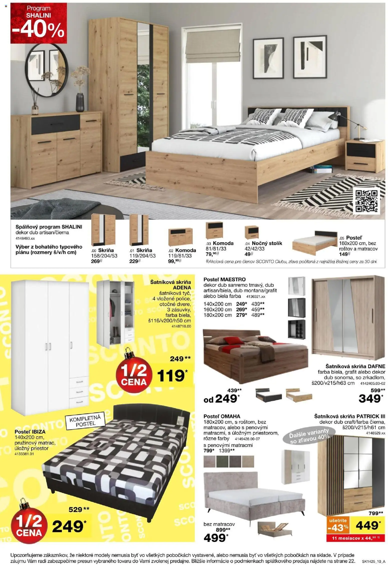 Nové Sconto nábytok akcie – leták je platný od 05.11.2025 | Strana: 10 | Produkty: Posteľ, Šatníková skriňa, Skriňa, Nočný stolík