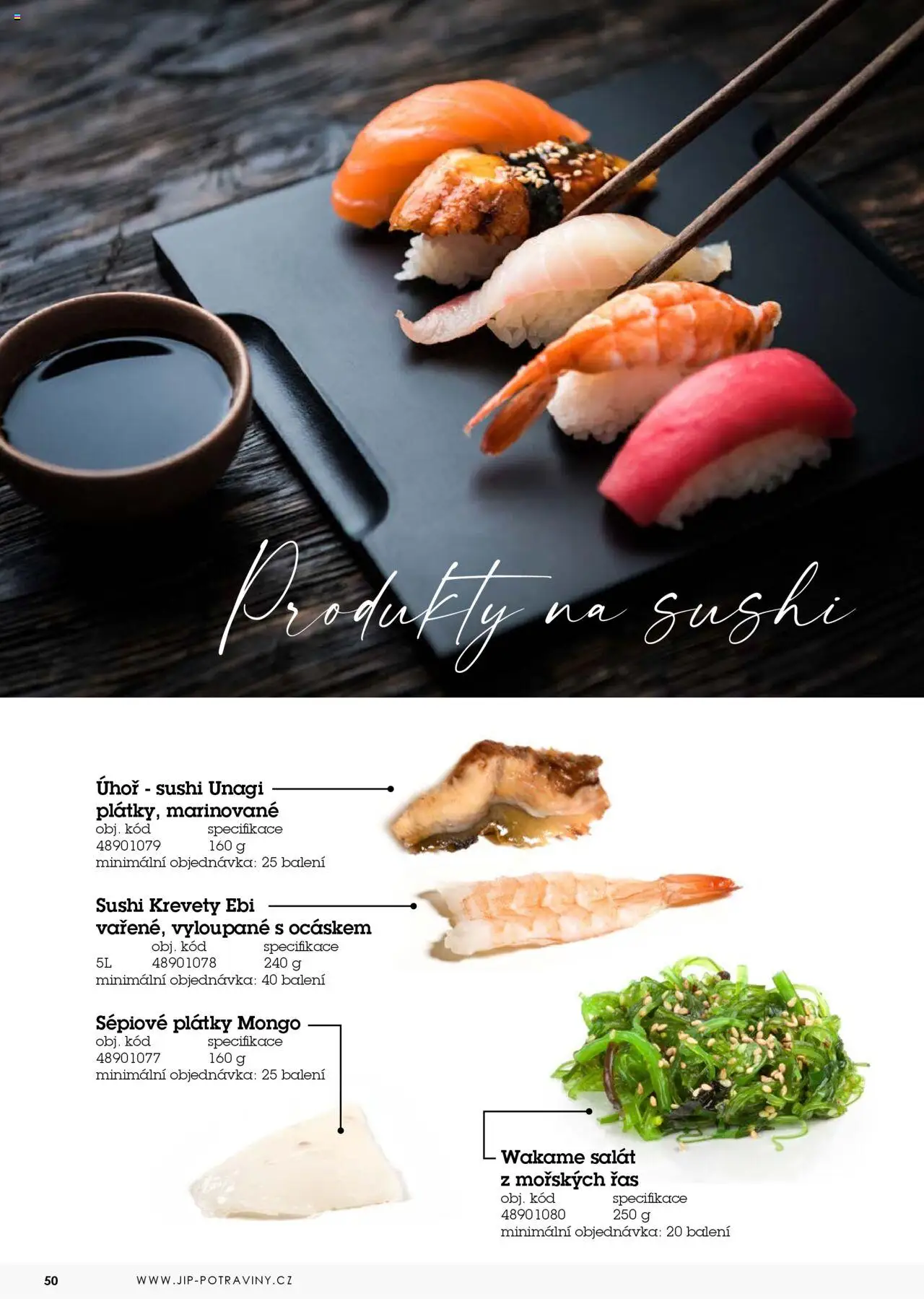 Jip katalog ryby 2024/25 od 30.12.2024 | Strana: 50 | Produkty: Wakame salát, Salát, Sushi, Krevety