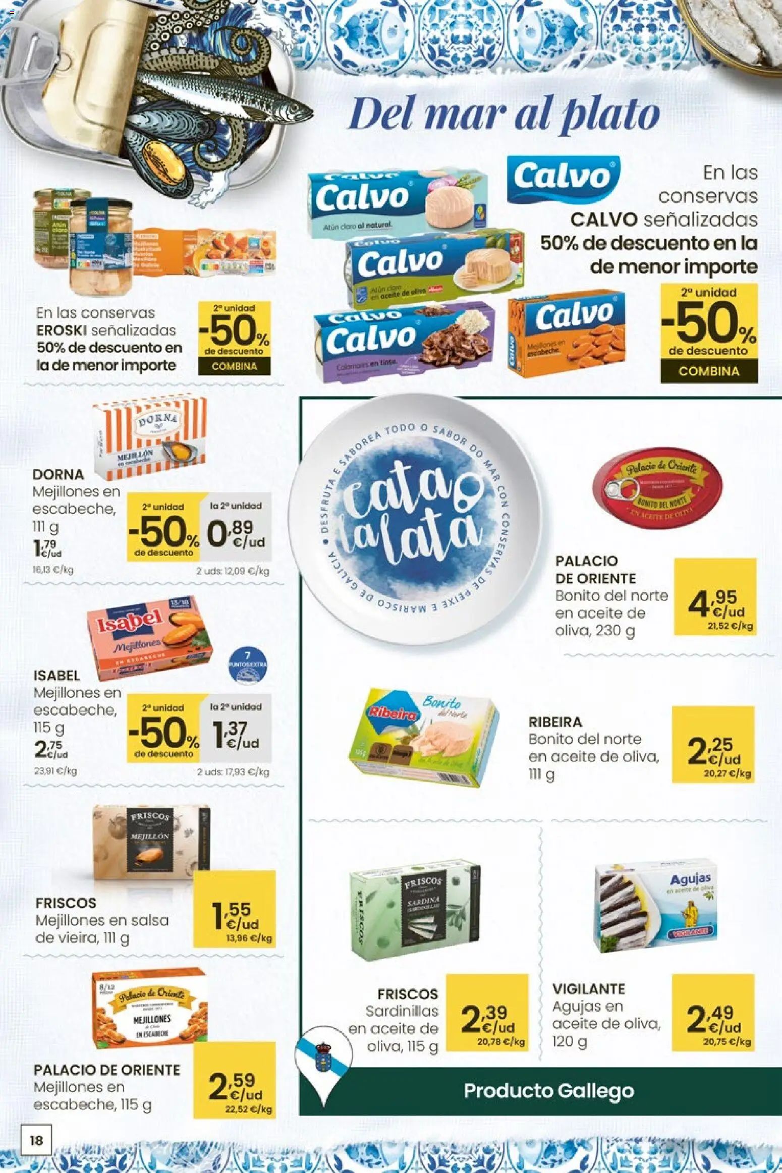 Eroski Quieres ahorrar conmigo │ válido desde el 16.04.2026 | Página: 18 | Productos: Sardinillas, Aceite, Aceite de oliva, Atún claro