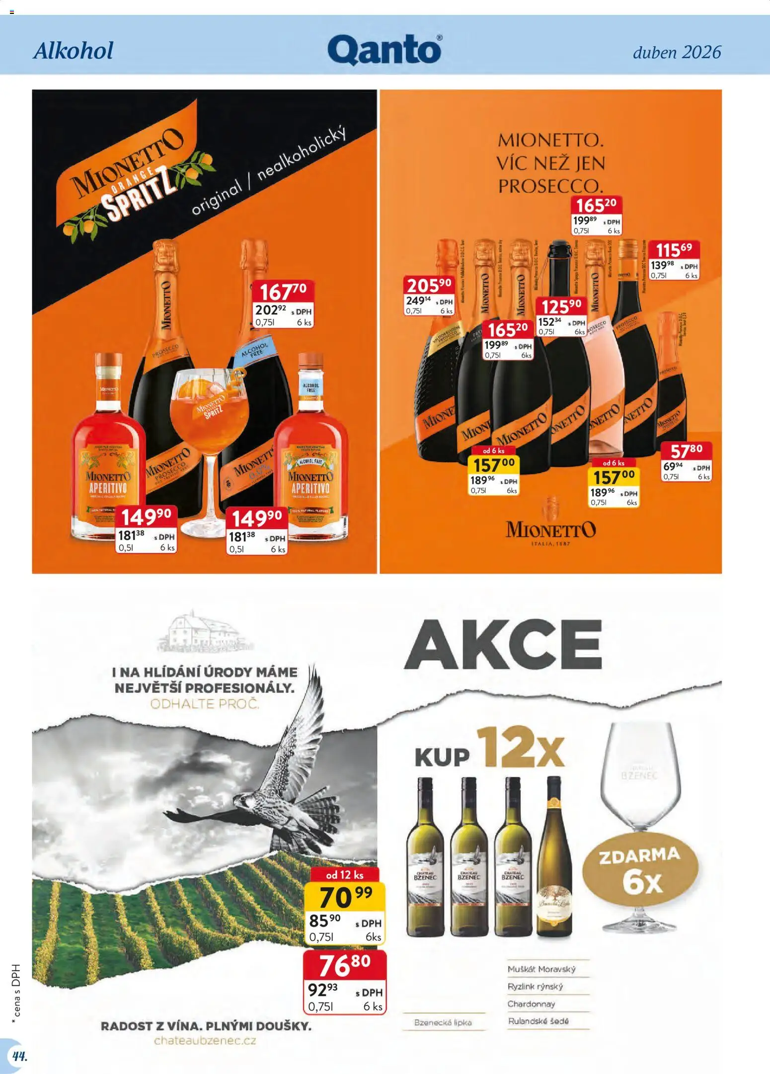 Astur & Qanto leták - Velkoobchod 04/2026 od 01.04.2026 | Strana: 44 | Produkty: Prosecco, Mionetto, Spritz, Aperitivo