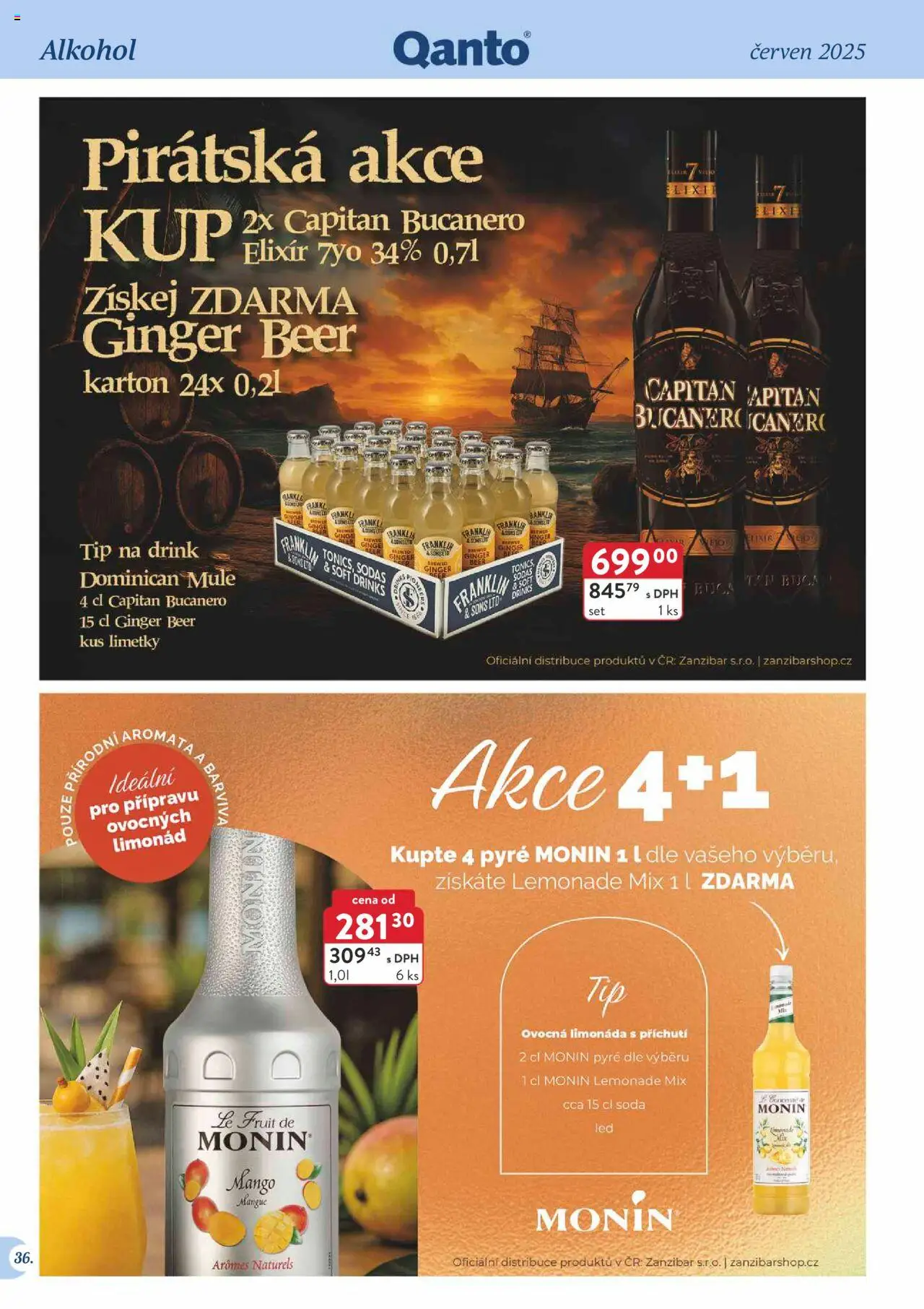 Astur & Qanto leták - Velkoobchod 06/2025 od 01.06.2025 | Strana: 36 | Produkty: Limonáda, Monin, Capitán Bucanero, Limetky