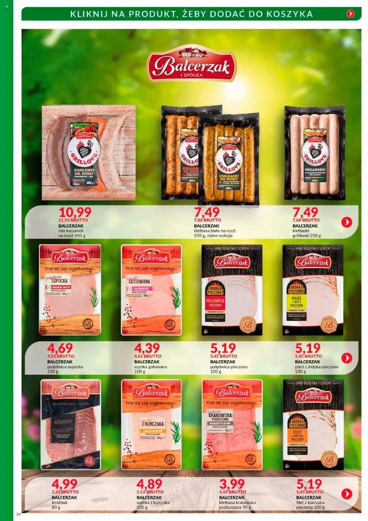 Eurocash Gazetka - Katalog Wędlin od 01.08.2025 | Strona: 24 | Produkty: Kiełbasa, Kiełbaski, Szynka, Kindziuk