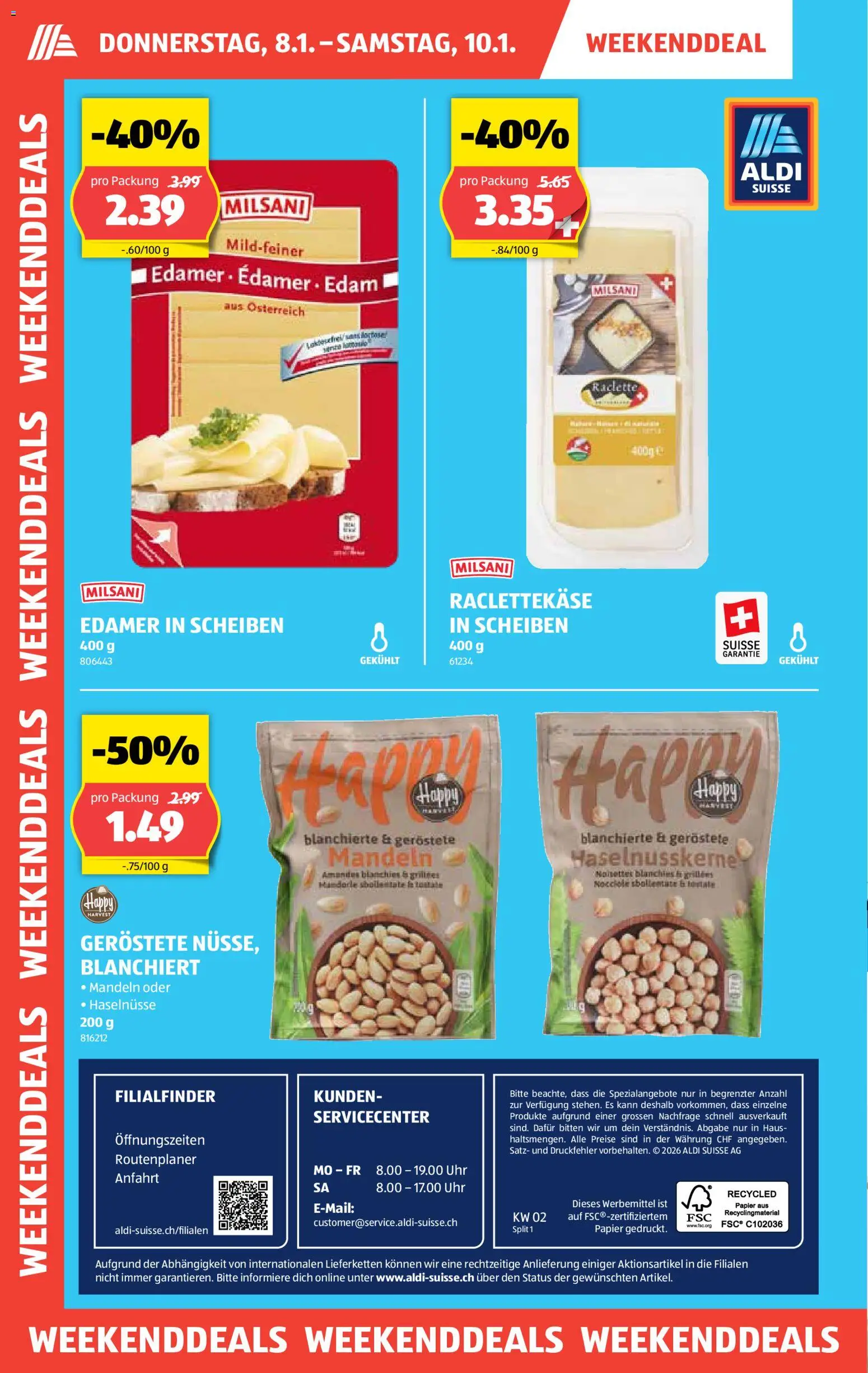 Aldi Aktionen – gültig ab 08.01.2026 | Seite: 2 | Produkte: Edamer, Uhr, Raclette