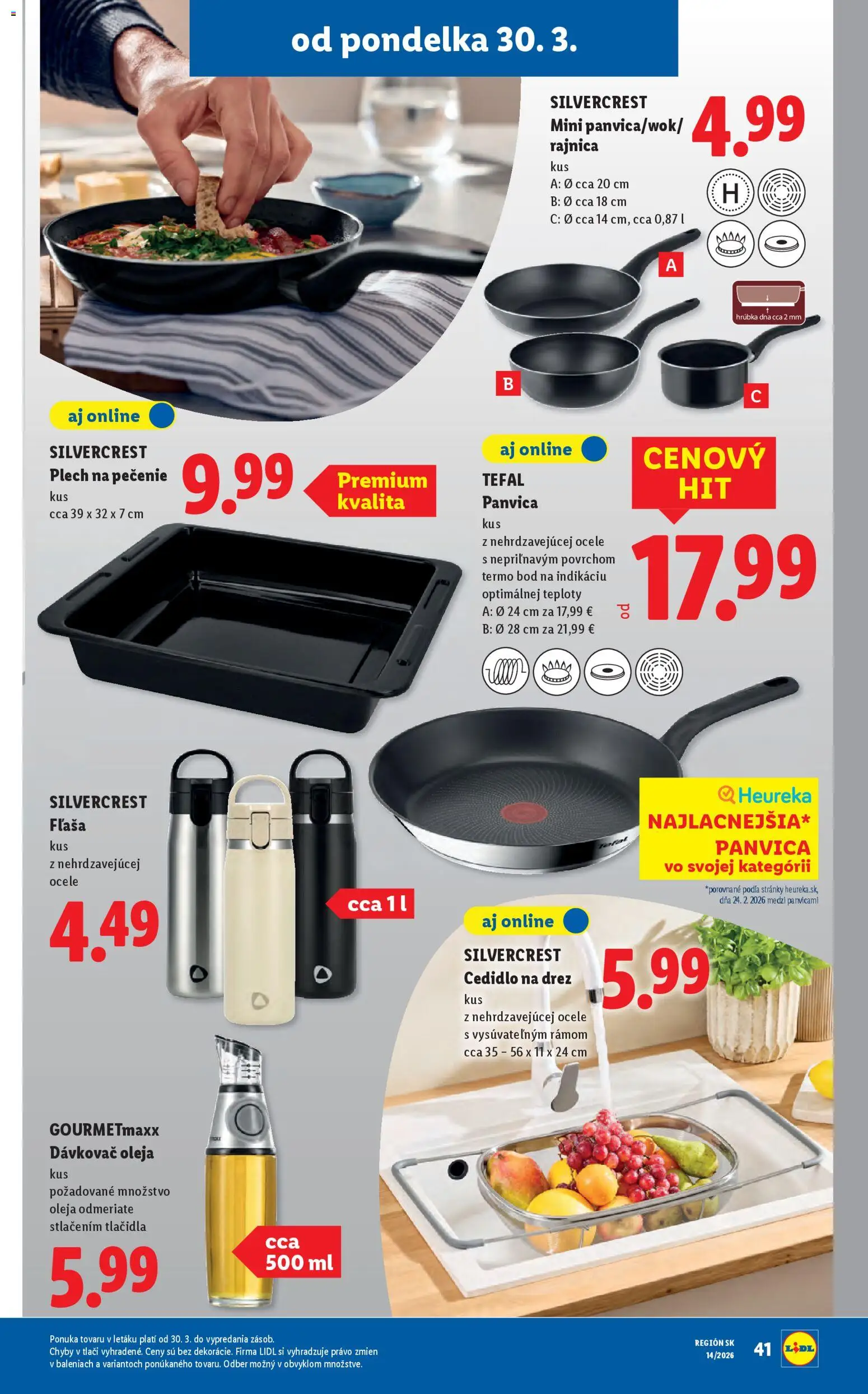 Nové Lidl akcie – leták je platný od 30.03.2026 | Strana: 59 | Produkty: Drez, Panvica, Tefal