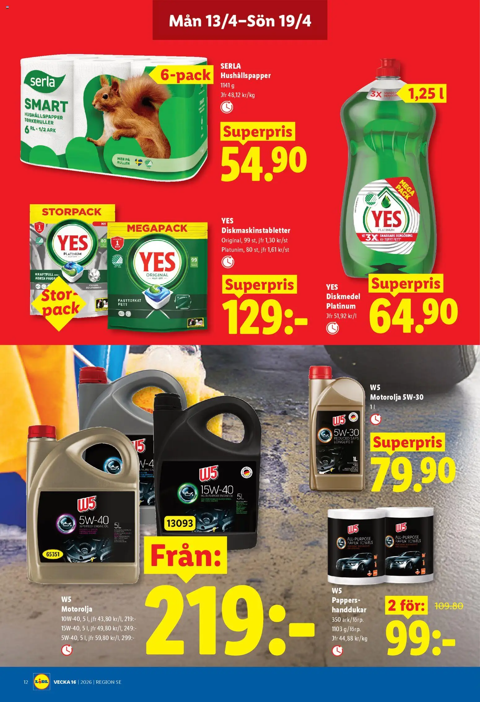 Lidl reklamblad aktuell från 13.04.2026 | Sida: 14 | Produkter: Diskmaskinstabletter, Diskmedel, Hushållspapper