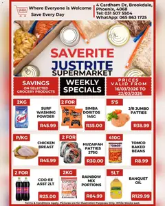 Saverite specials catalogue – valid from 16.03.2026 | Page: 3 | Products: Beans, Oil, Chicken, Powder