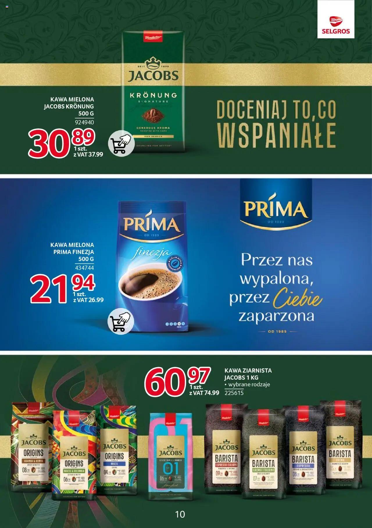 Selgros cash&carry Gazetka - Markowe produkty od 14.08.2025 | Strona: 11 | Produkty: Kawa mielona Prima, Kawa ziarnista, Kawa