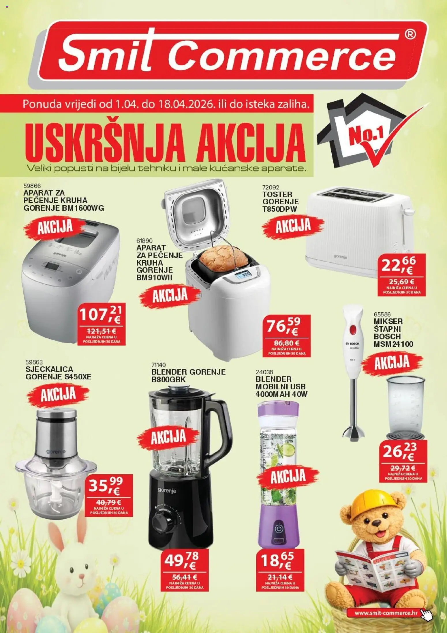 Smit Commerce katalog | vrijedi od 01.04.2026 | Stranica: 1 | Proizvodi: Mikser, Toster, Sjeckalica, Blender