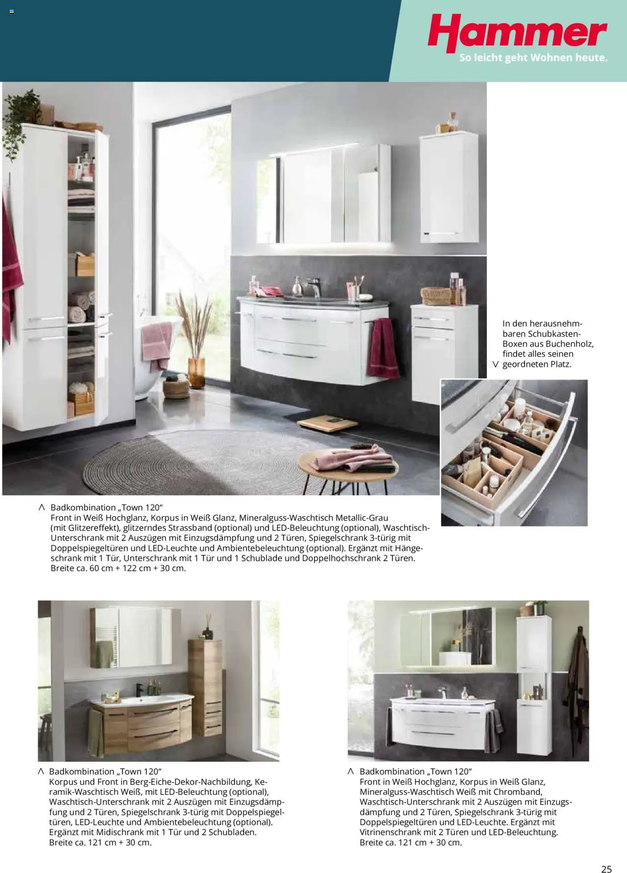 Hammer Zuhause Nautic Badmoebel - gültig ab dem 01.01.2024 | Seite: 25 | Produkte: Vitrinenschrank, Schrank, Waschtisch, Midischrank