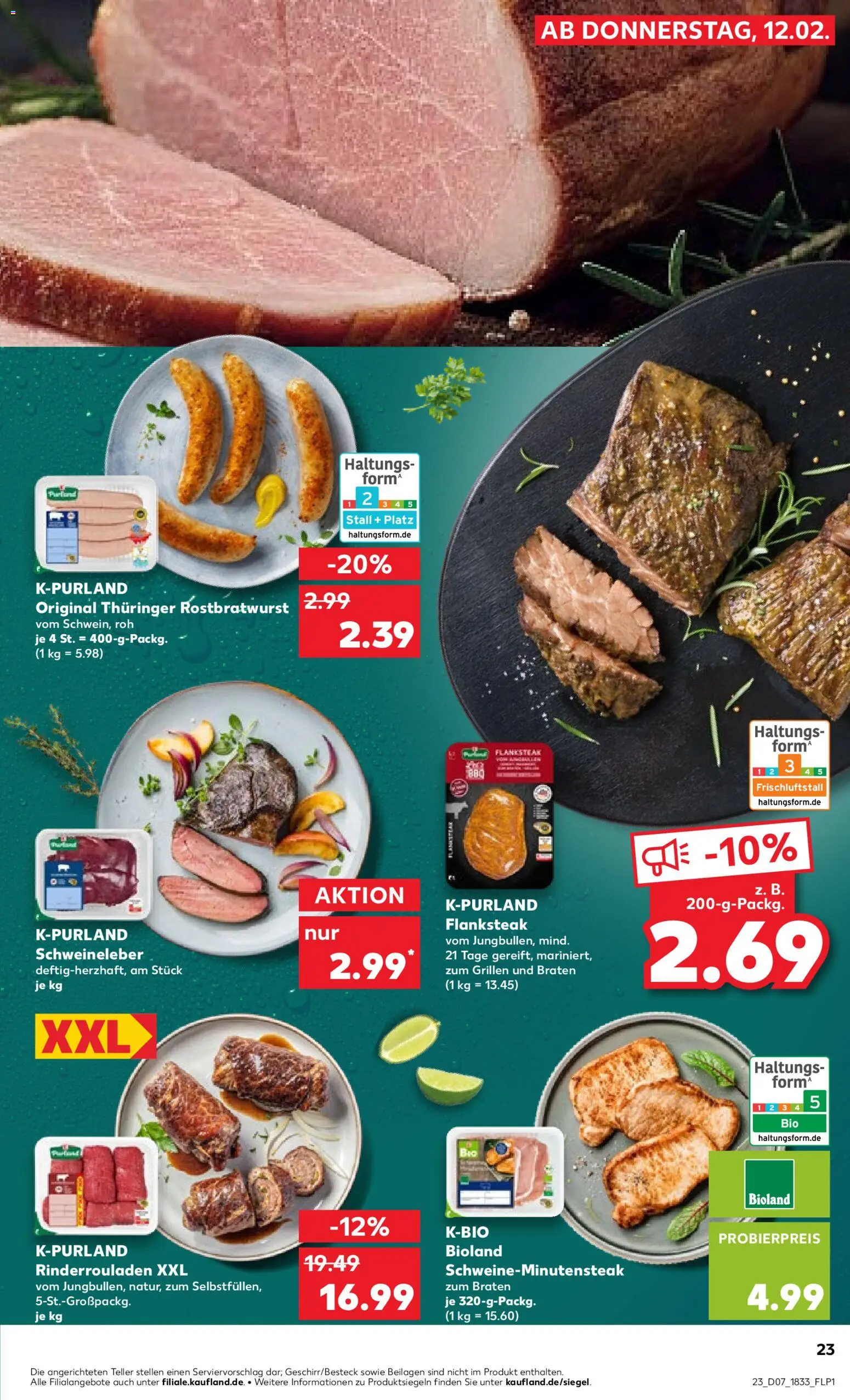 Kaufland prospekt Bremen	 – gültig ab 12.02.2026 | Seite: 23 | Produkte: Rinderrouladen, Steak