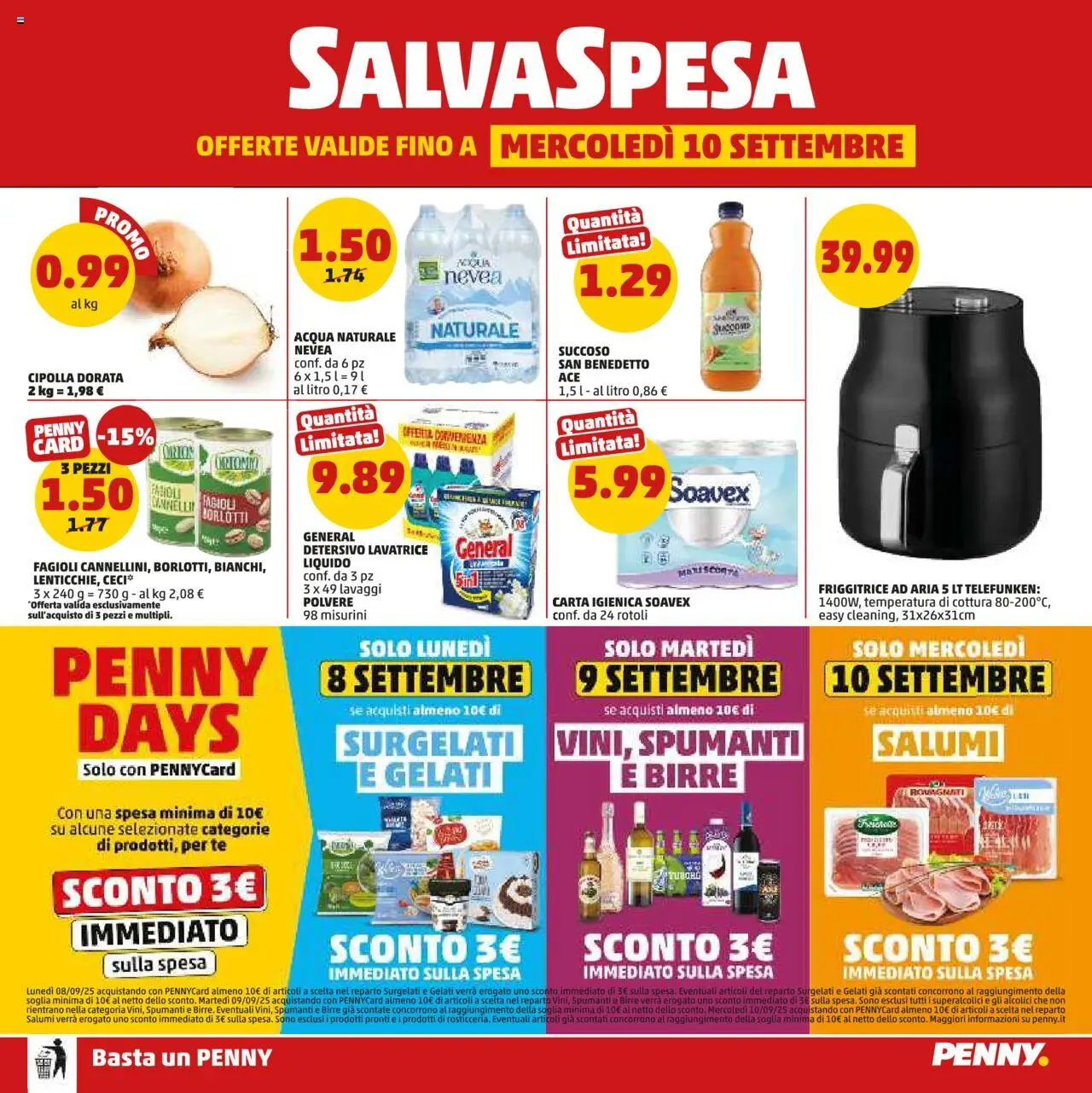 Volantino PENNY del 28.08.2025 | Pagina: 20 | Prodotti: Carta igienica, Fagioli, Acqua naturale, Friggitrice