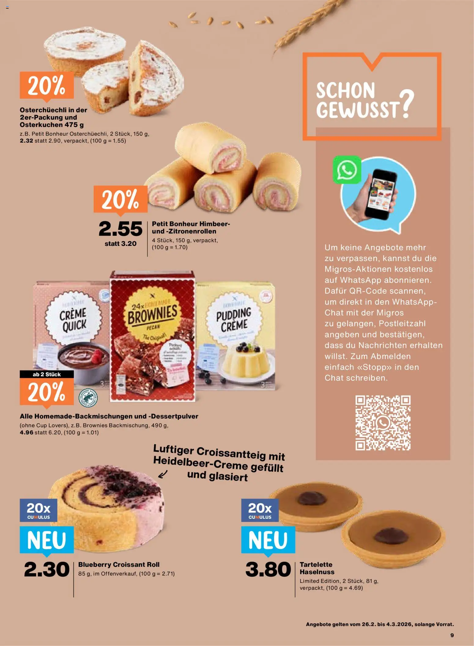Migros Aktionen – gültig ab 26.02.2026 | Seite: 9 | Produkte: Pudding, Creme
