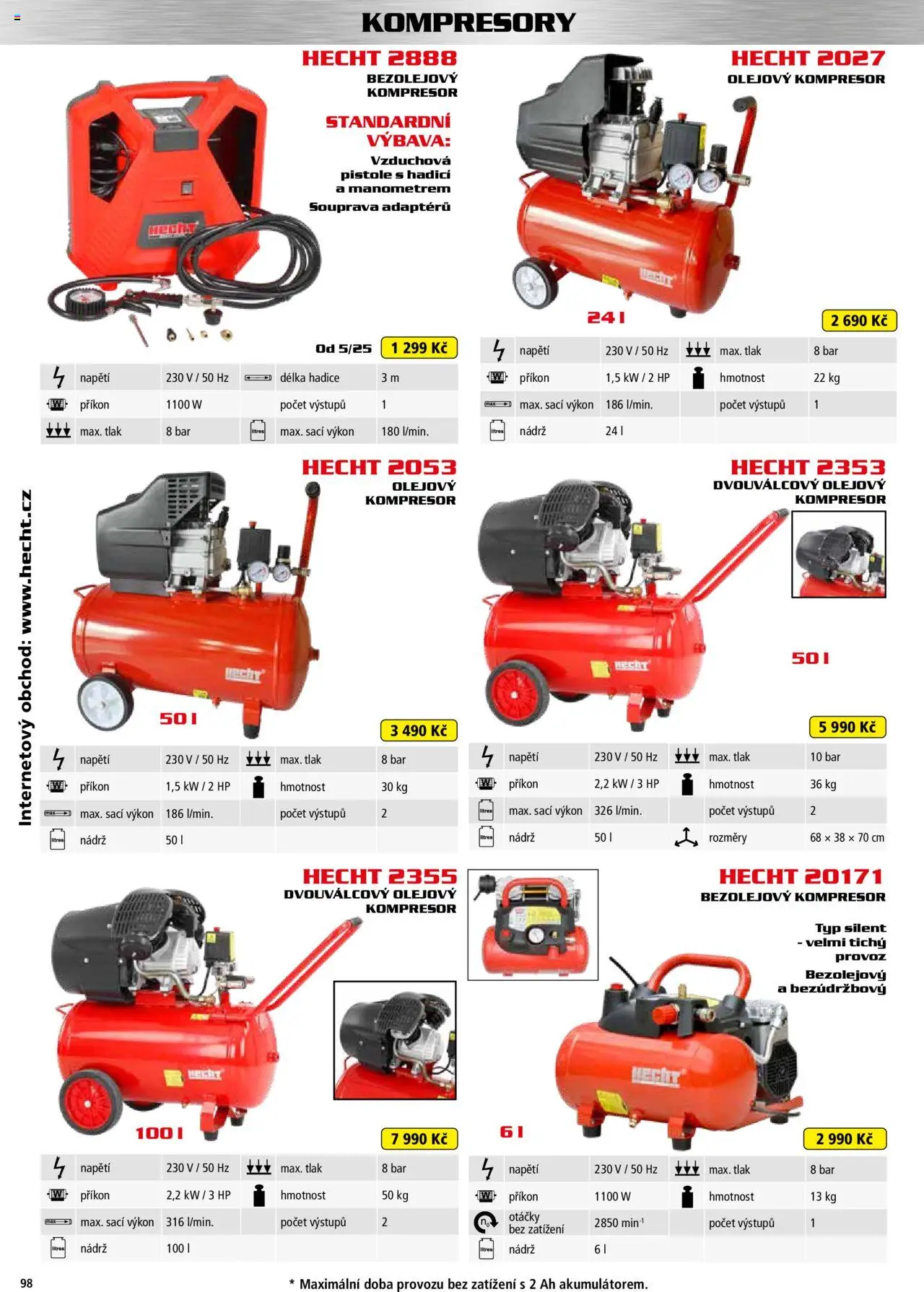 Hecht katalog - Jaro-léto 2025 od 22.04.2025 | Strana: 98 | Produkty: Hecht, Kompresory, Hadice, Kompresor