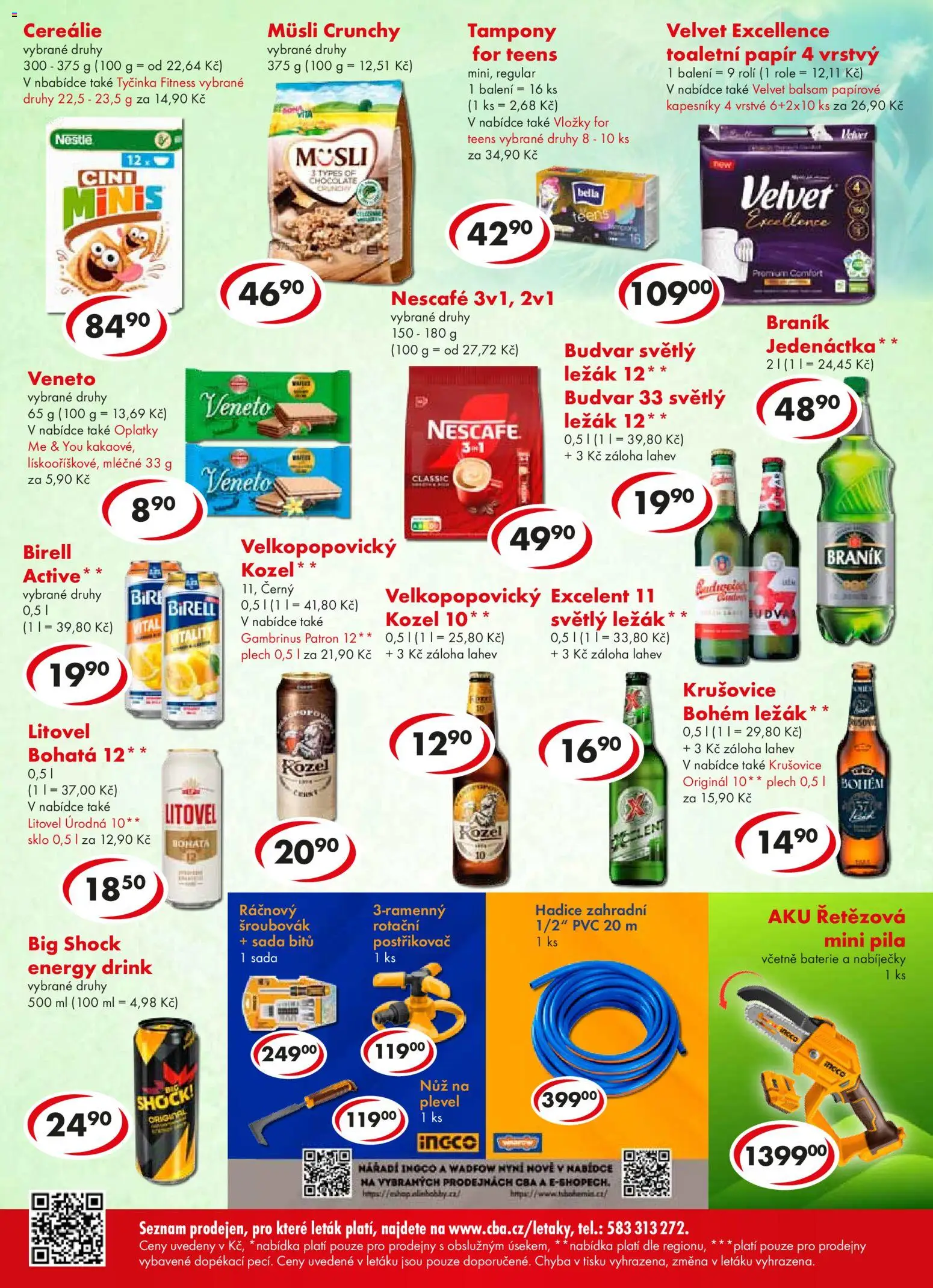 CBA leták od 15.04.2026 | Strana: 4 | Produkty: Toaletní papír, Kozel, Velvet, Nůž