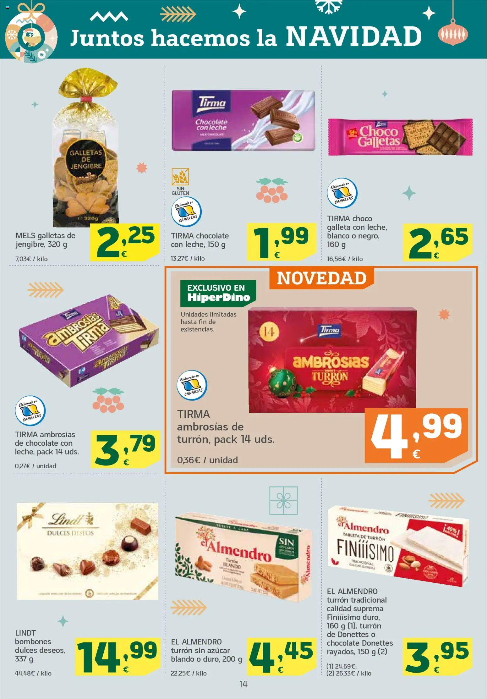 HiperDino folleto │ válido desde el 25.11.2025 | Página: 14 | Productos: Chocolate, Κεραία, Galletas, Chocolate con leche
