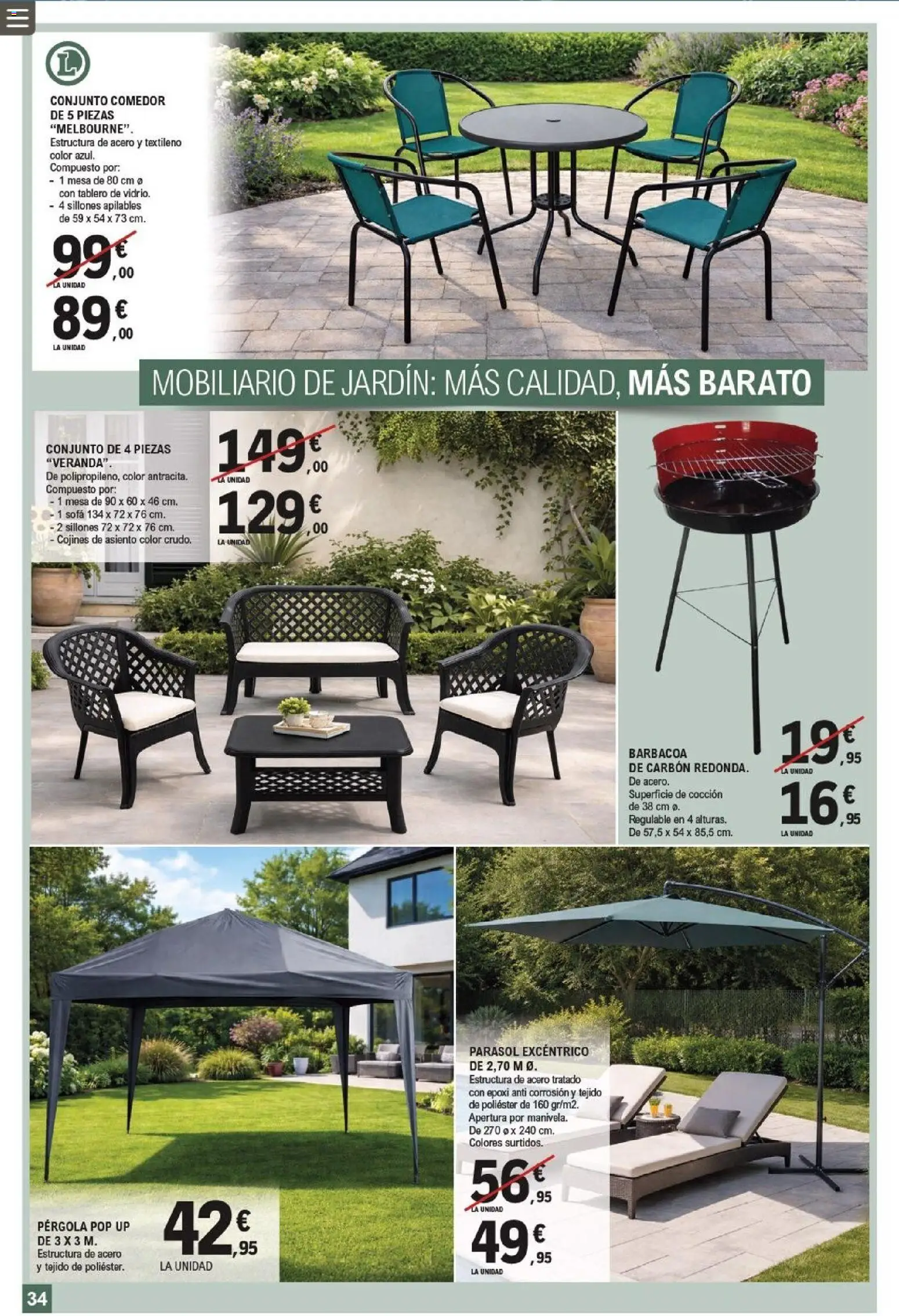E.Leclerc folleto │ válido desde el 22.04.2026 | Página: 34 | Productos: Barbacoa, Sofá, Mesa