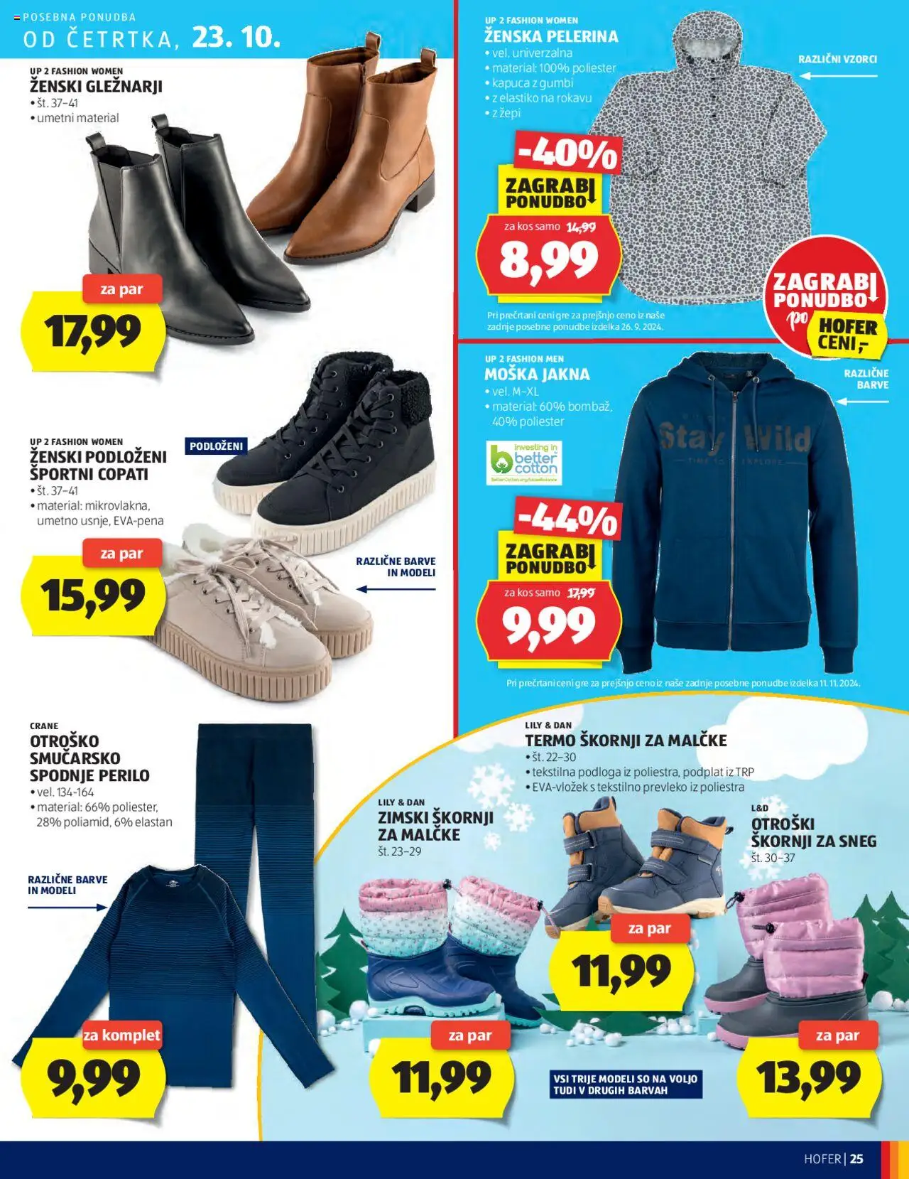 Novi Hofer katalog ponudbe – veljaven od 16.10.2025 | Stran: 25 | Izdelki: Škornji, Kos, Podloga, Spodnje perilo