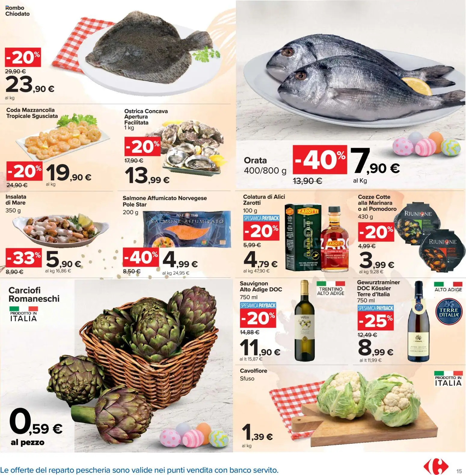 Volantino Carrefour del 24.03.2026 | Pagina: 15 | Prodotti: Cozze, Insalata, Orata, Cavolfiore