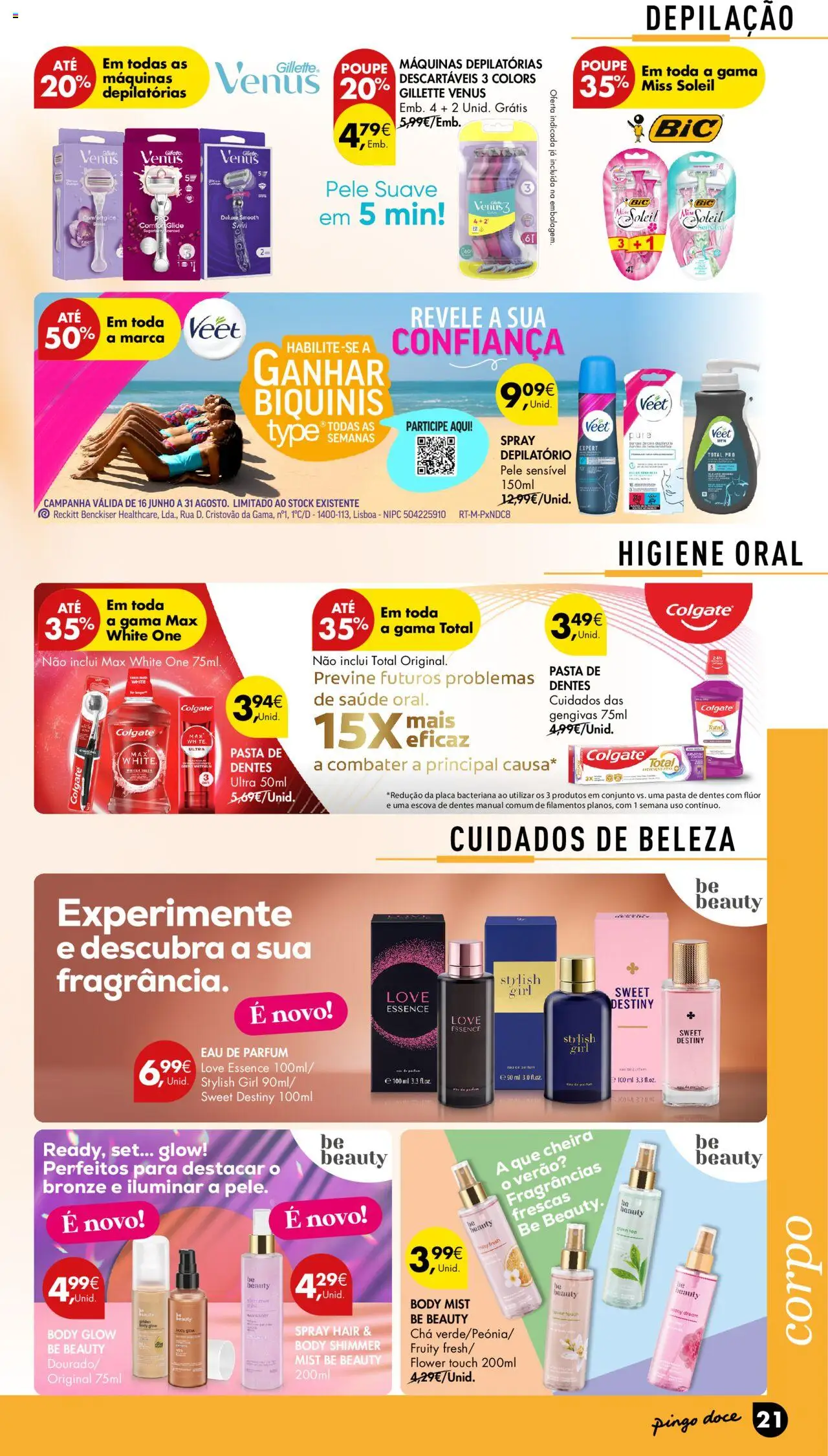 Pingo Doce - Folheto Especial Beleza │ válido de 22.07.2025 | Página: 21 | Produtos: Perfume, Pasta de dentes, Escova de dentes, Chá