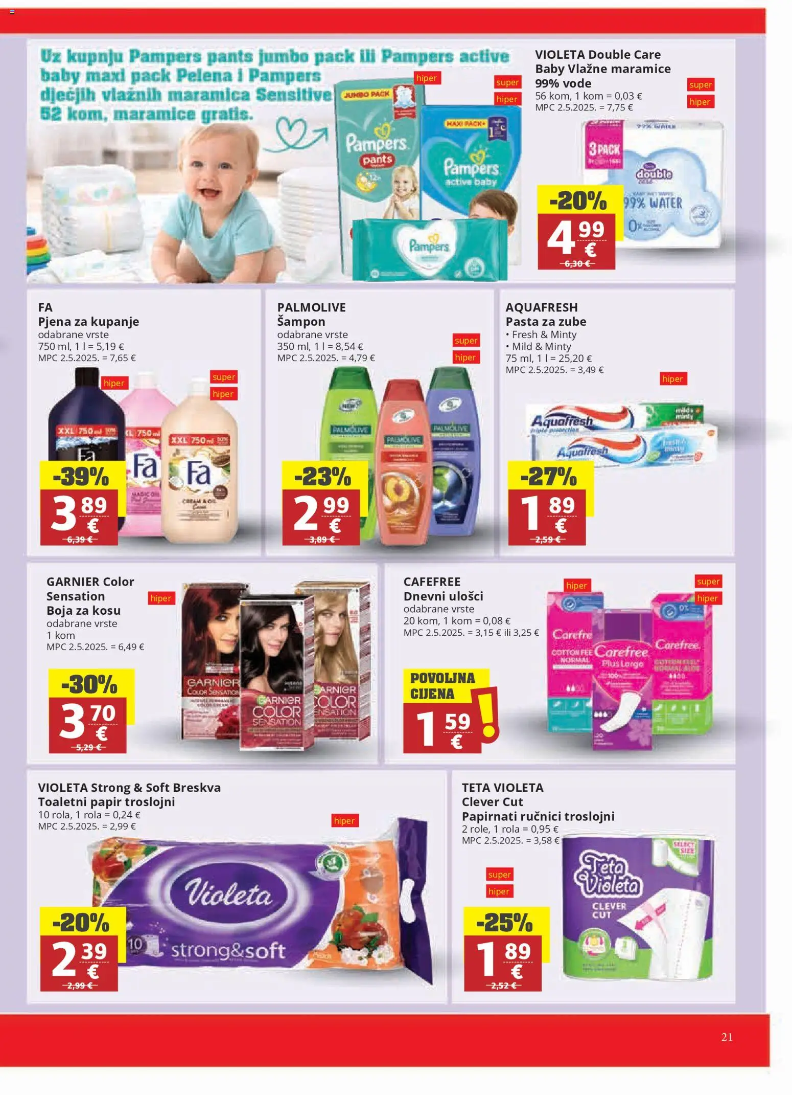 Ribola katalog | vrijedi od 04.03.2026 | Stranica: 21 | Proizvodi: Pasta za zube, Toaletni papir, Breskva, Pampers