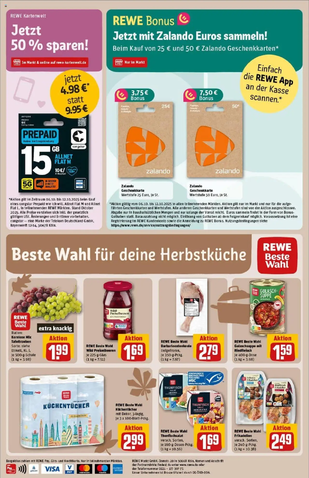 Rewe prospekt Zell Unter Aichelberg	 – gültig ab 06.10.2025 | Seite: 30 | Produkte: Thunfisch, Gulasch, Rindfleisch, Salat