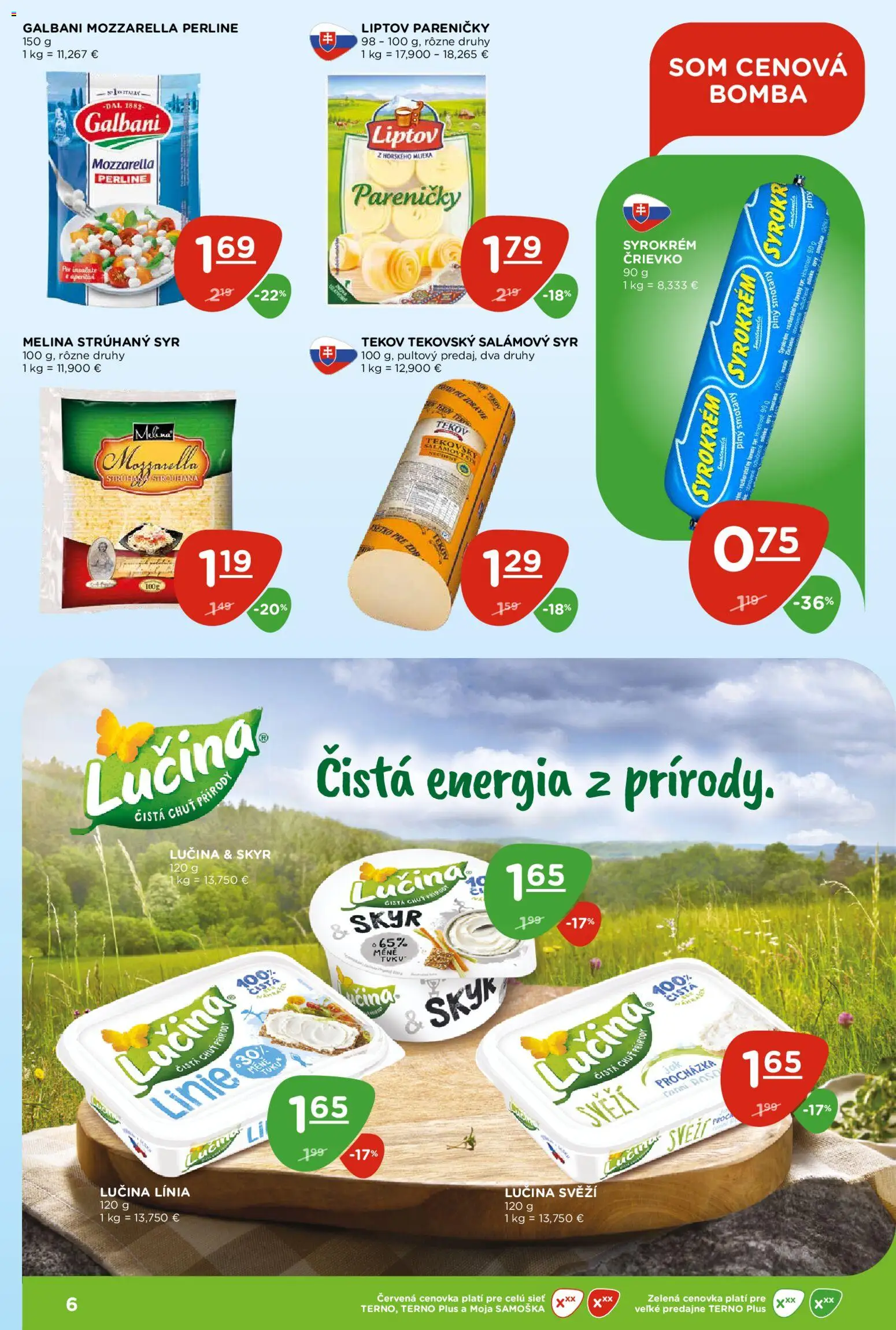Nové Terno akcie – leták je platný od 23.04.2026 | Strana: 6 | Produkty: Syr, Mozzarella, Skyr