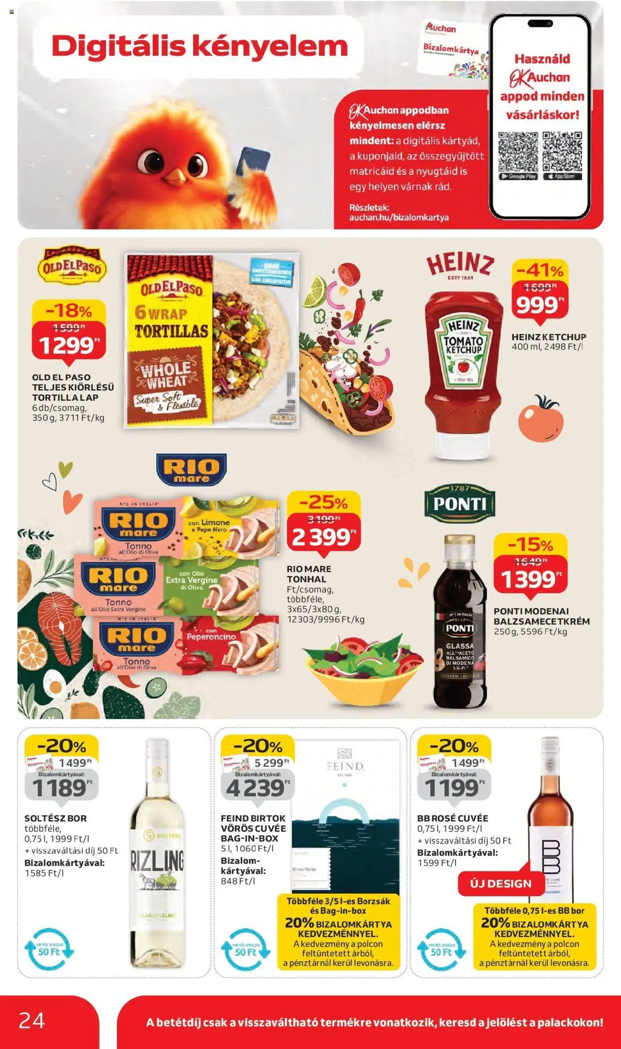 Auchan akciós ujság - amely érvényes a következő dátumtól: 11.09.2025 | Oldal: 24 | Termékek: Tonhal, Bor, Ketchup