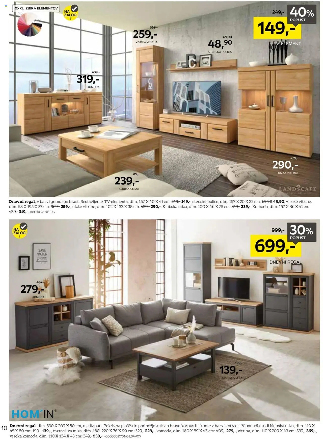 Novi XXXL Lesnina katalog ponudbe – veljaven od 01.09.2025 | Stran: 10 | Izdelki: Klubska miza, Vitrina, Komoda, Polica