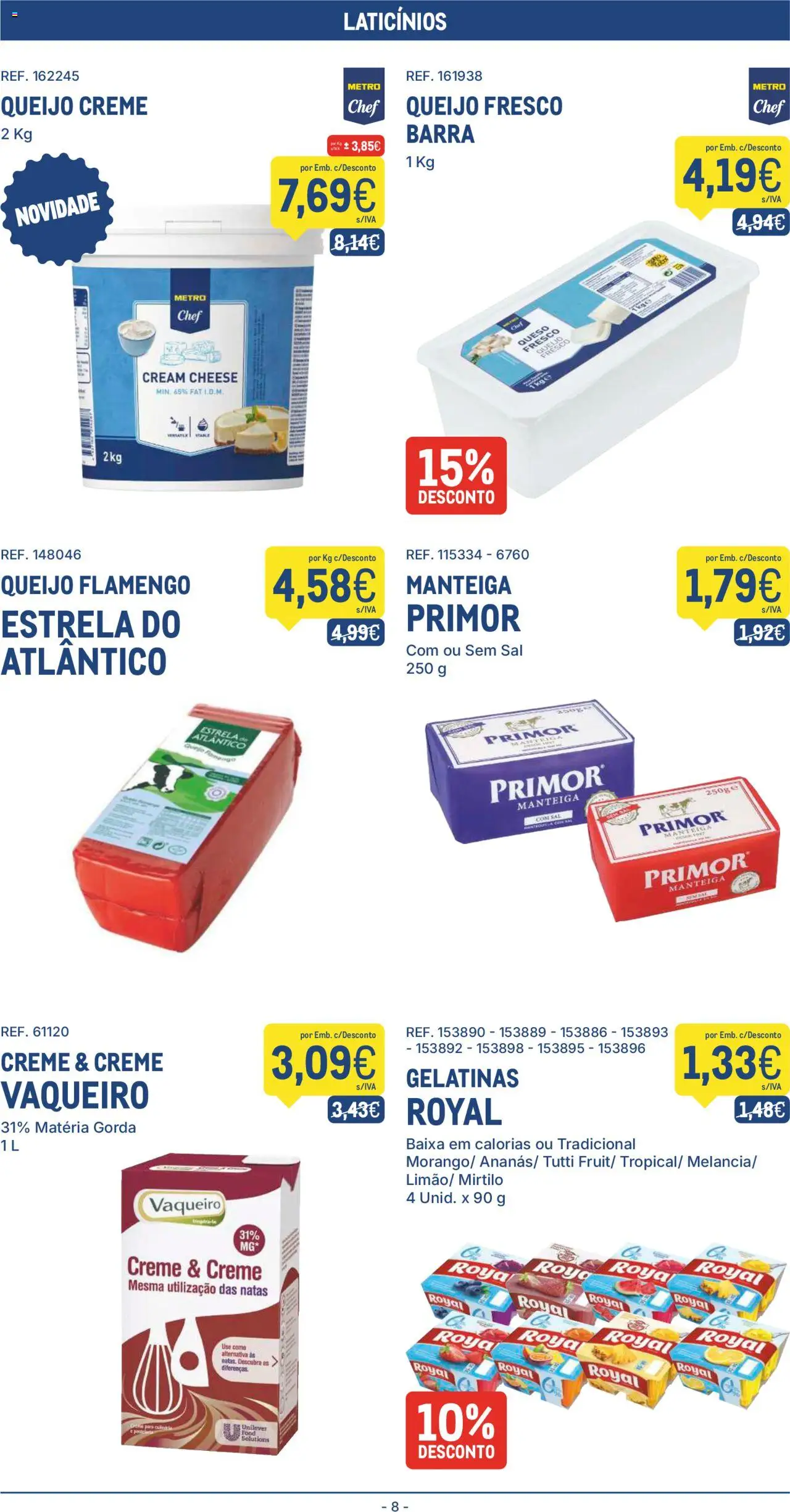 Makro folheto │ válido de 12.08.2025 | Página: 8 | Produtos: Queijo creme, Manteiga, Queijo, Creme